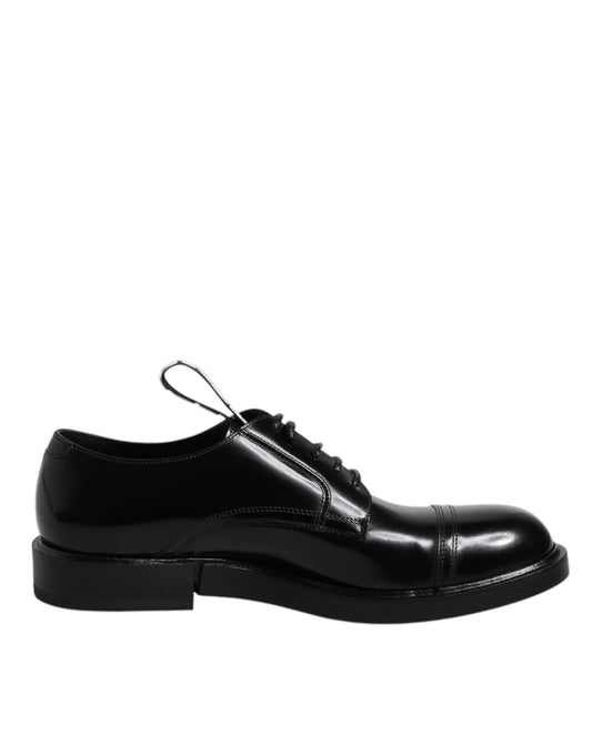 Dolce & Gabbana Black Patent Leather Derby Lace Up Formal Dress Shoes Dolce & Gabbana