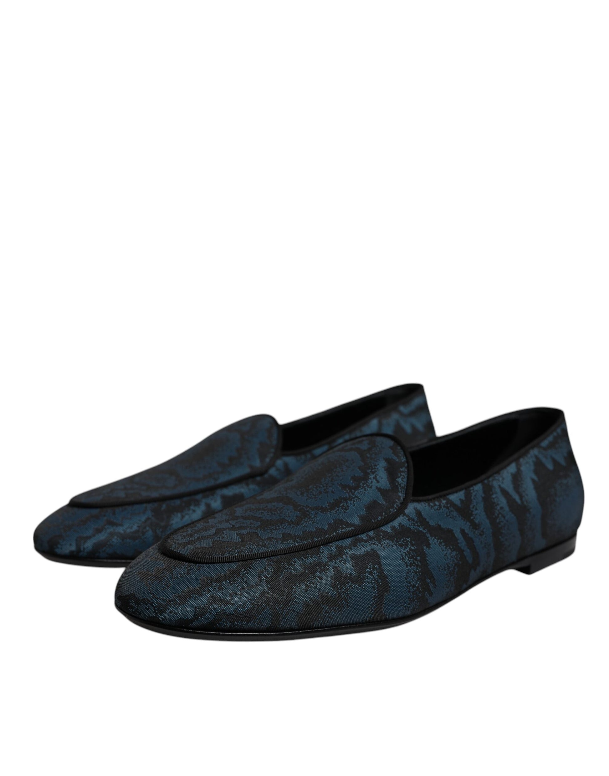 Dolce & Gabbana Blue Black Flats Men Loafers Dress Shoes Dolce & Gabbana