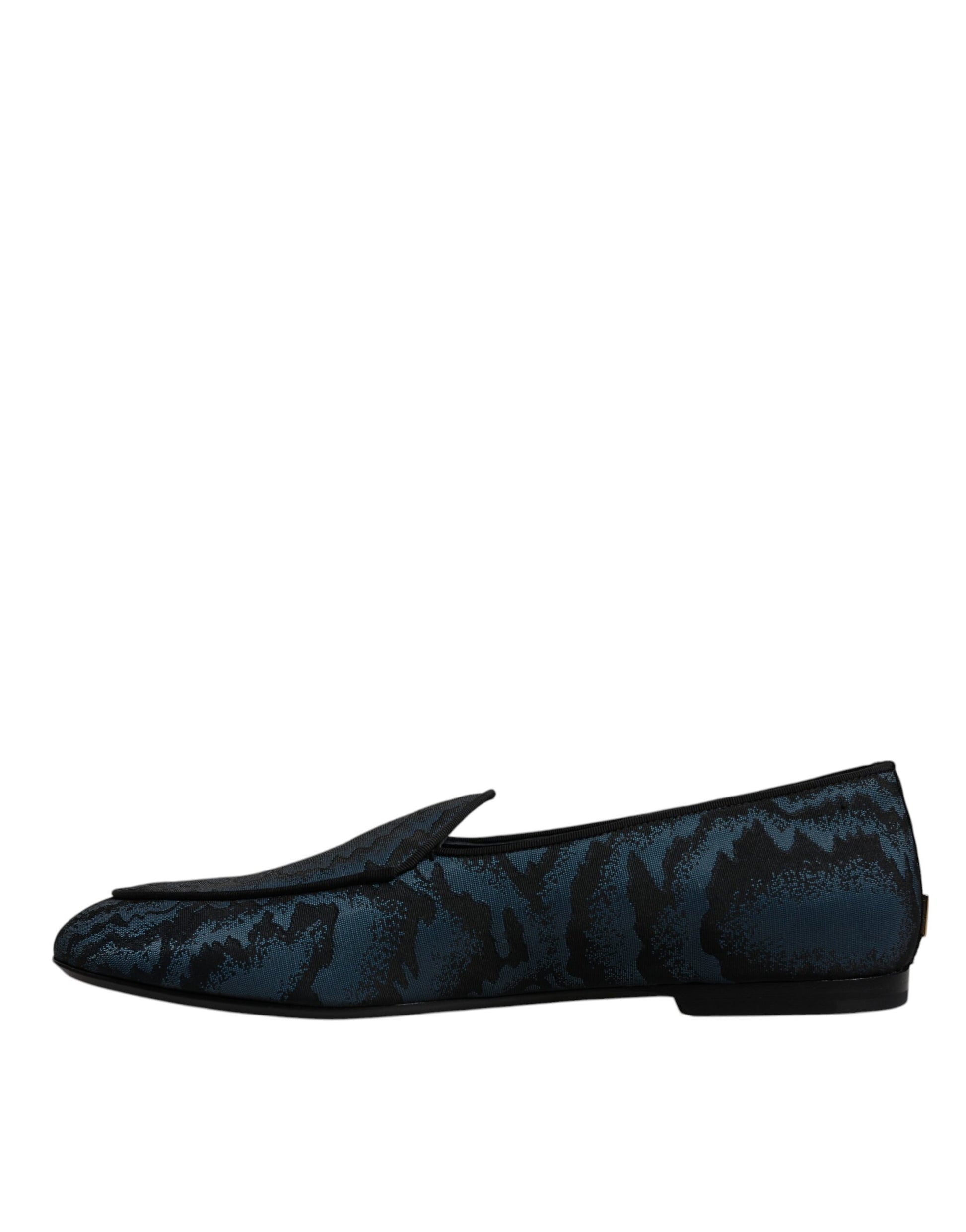 Dolce & Gabbana Blue Black Flats Men Loafers Dress Shoes Dolce & Gabbana