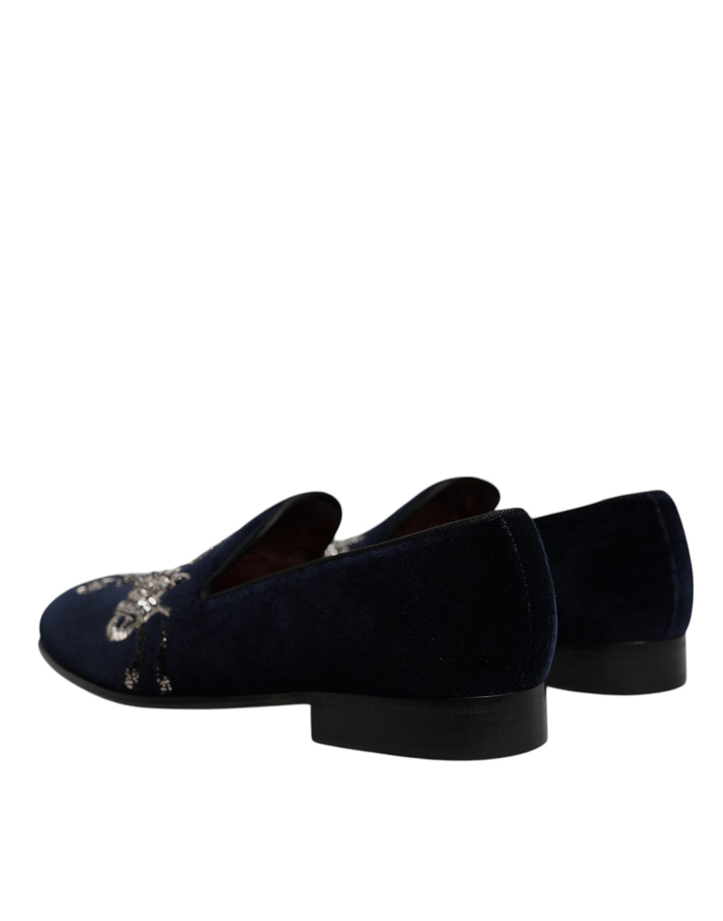 Dolce & Gabbana Black Velvet Floral Gun Loafers Dress Shoes - Eljoys Fashion 
