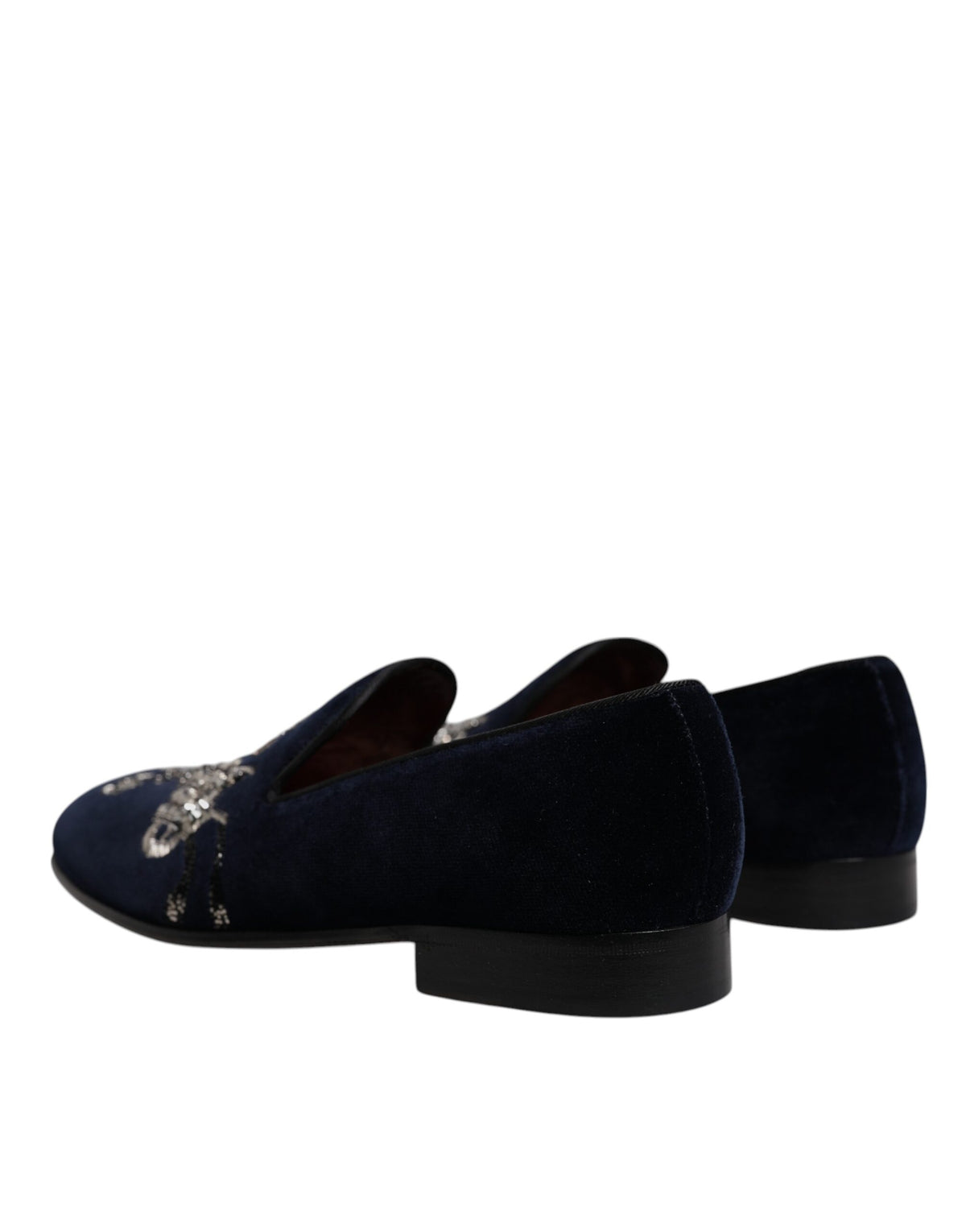 Dolce & Gabbana Black Velvet Floral Gun Loafers Dress Shoes - Eljoys Fashion 