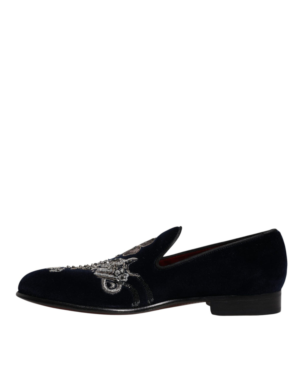 Dolce & Gabbana Black Velvet Floral Gun Loafers Dress Shoes - Eljoys Fashion 