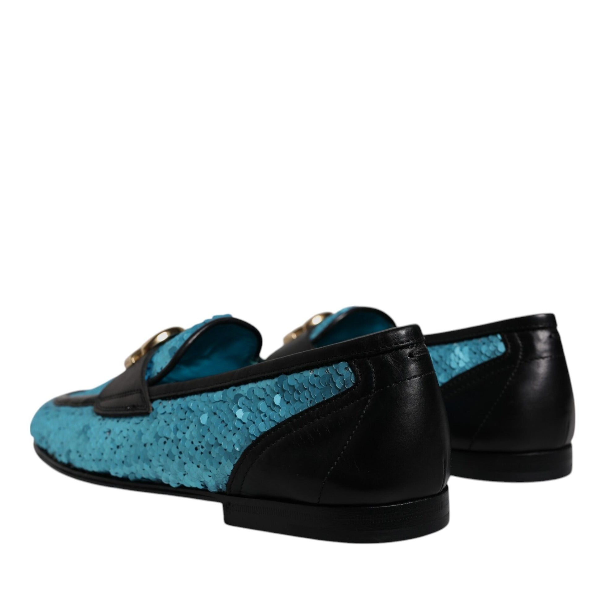 Dolce & Gabbana Blue Sequined Loafers Formal Dress Shoes