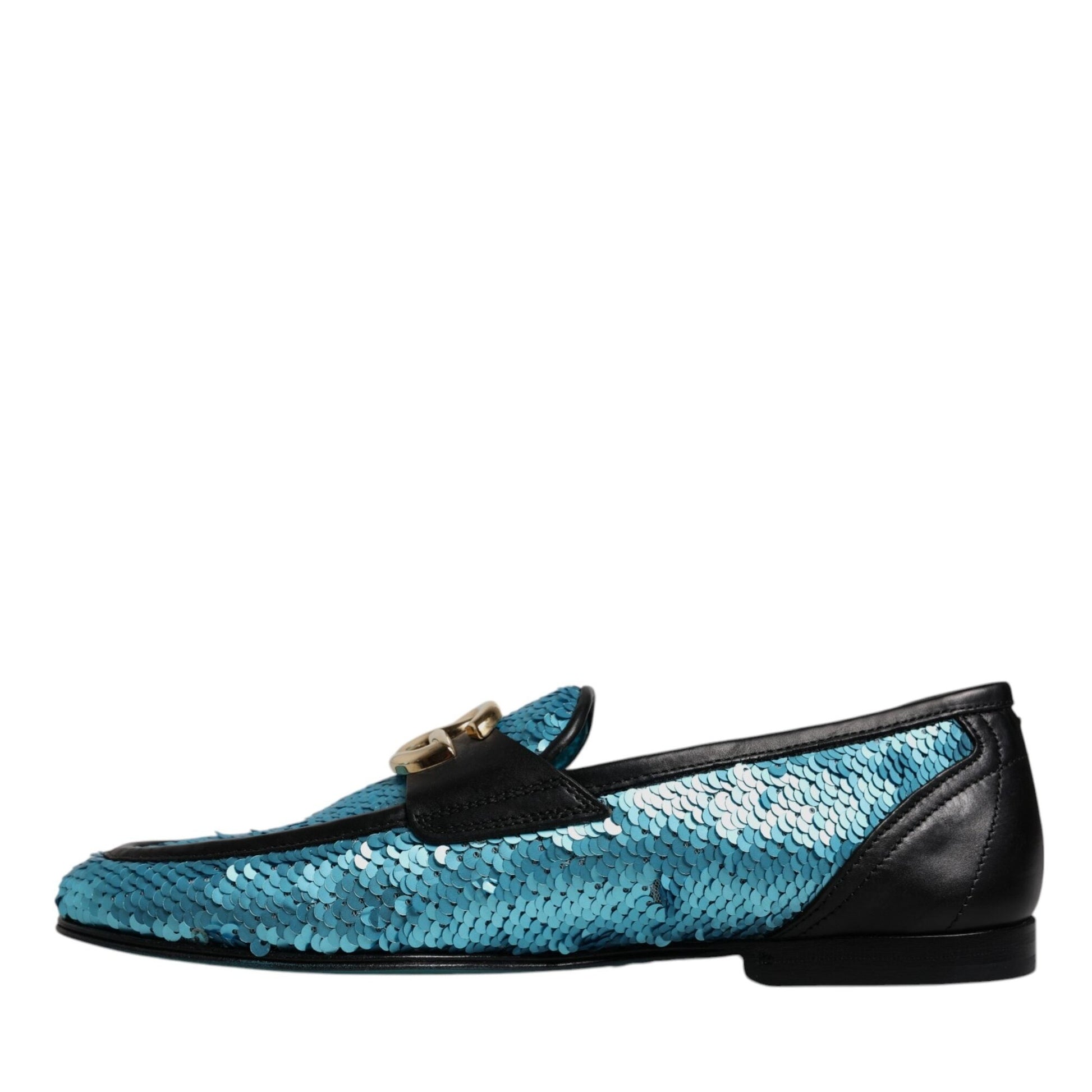 Dolce & Gabbana Blue Sequined Loafers Formal Dress Shoes