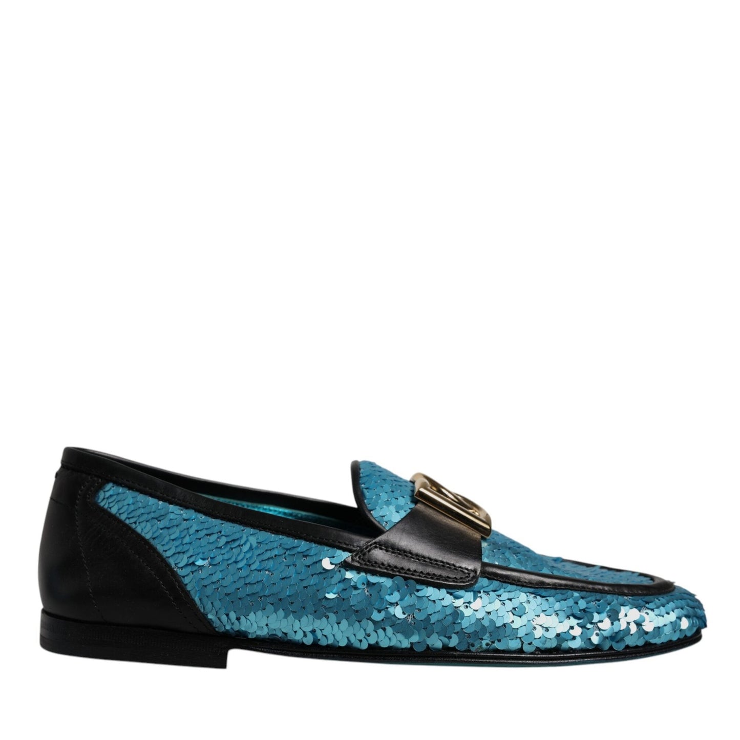 Dolce & Gabbana Blue Sequined Loafers Formal Dress Shoes