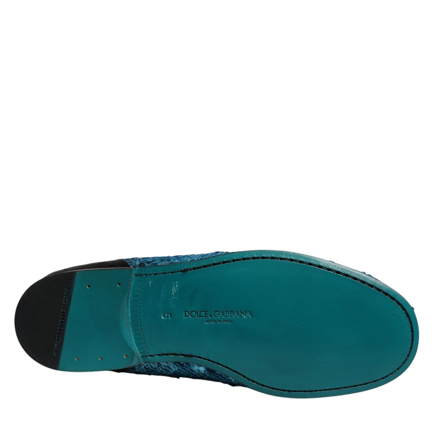 Dolce & Gabbana Blue Sequined Loafers Formal Dress Shoes
