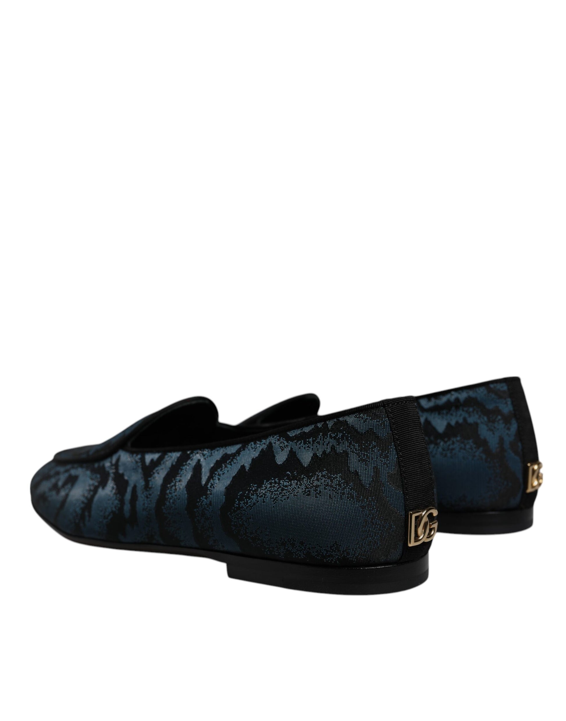 Dolce & Gabbana Blue Black Flats Men Loafers Dress Shoes Dolce & Gabbana