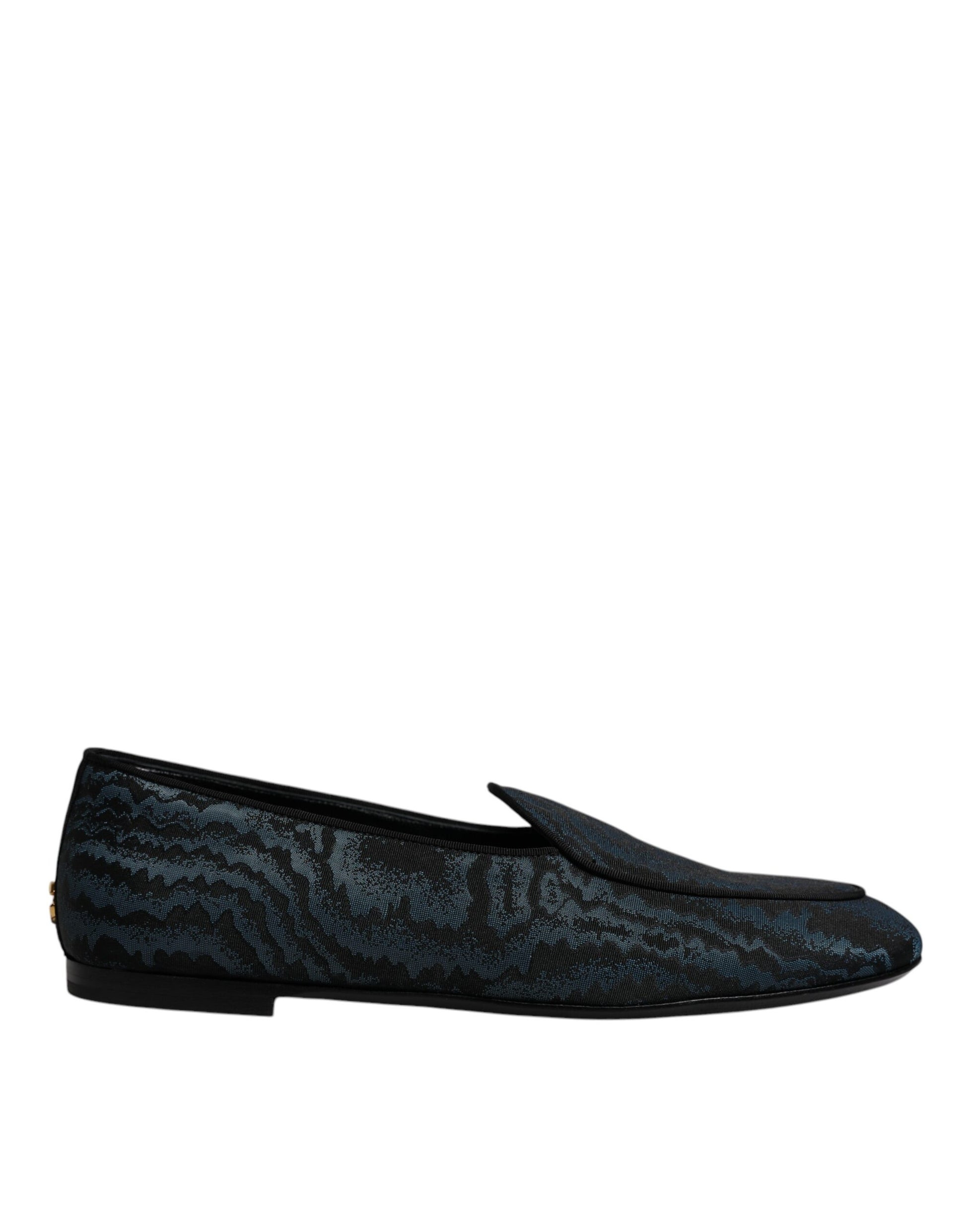 Dolce & Gabbana Blue Black Flats Men Loafers Dress Shoes Dolce & Gabbana