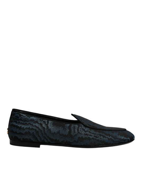 Dolce & Gabbana Blue Black Flats Men Loafers Dress Shoes Dolce & Gabbana