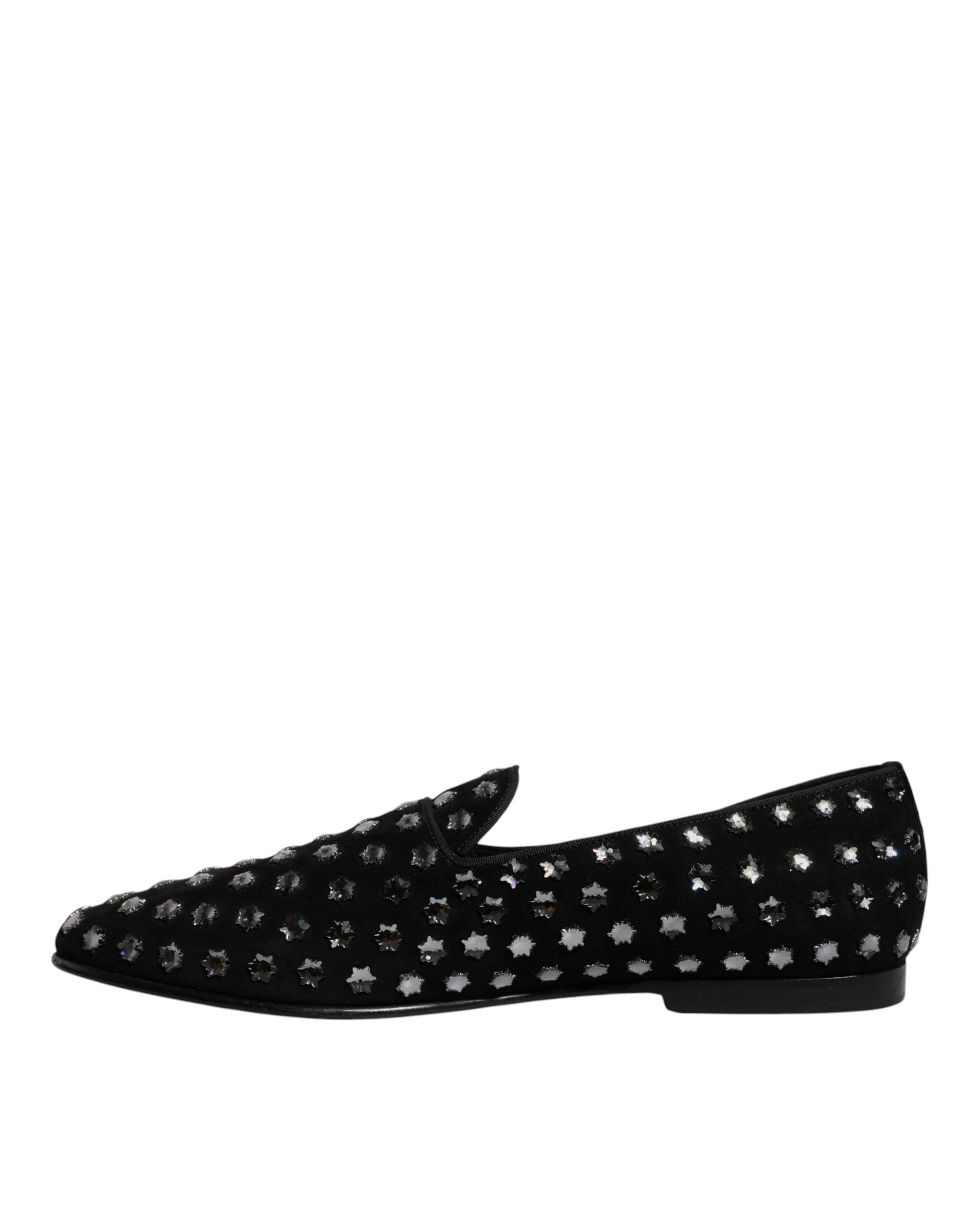 Dolce & Gabbana Black Crystal Embellished Loafers Dress Shoes Dolce & Gabbana