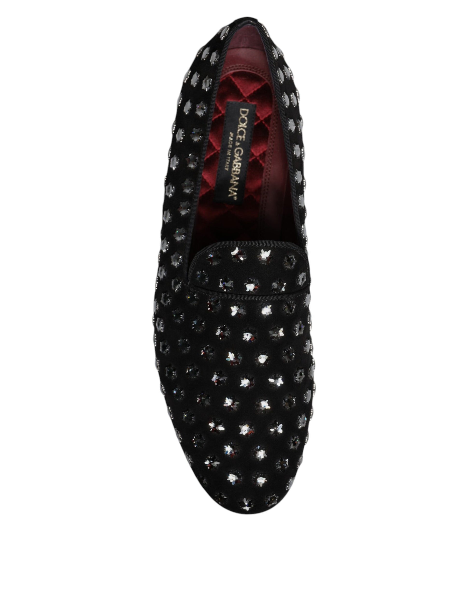 Dolce & Gabbana Black Crystal Embellished Loafers Dress Shoes Dolce & Gabbana