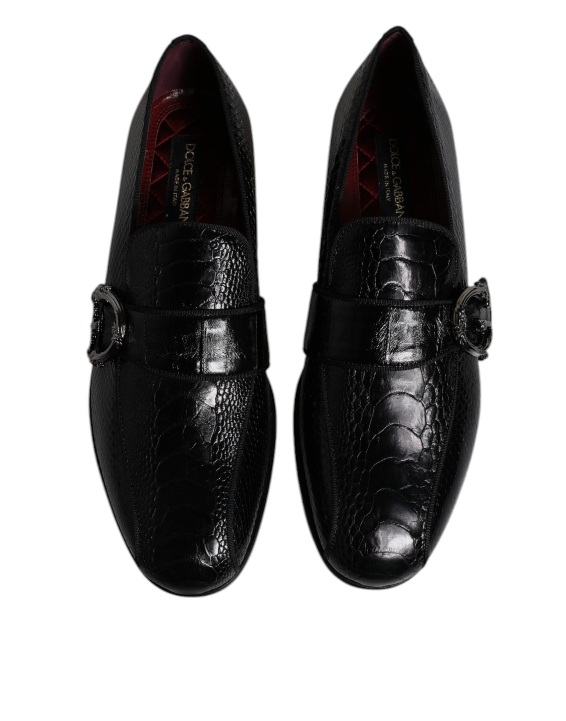 Dolce & Gabbana Black Exotic Leather DG Logo Loafers Formal Dress Shoes Dolce & Gabbana