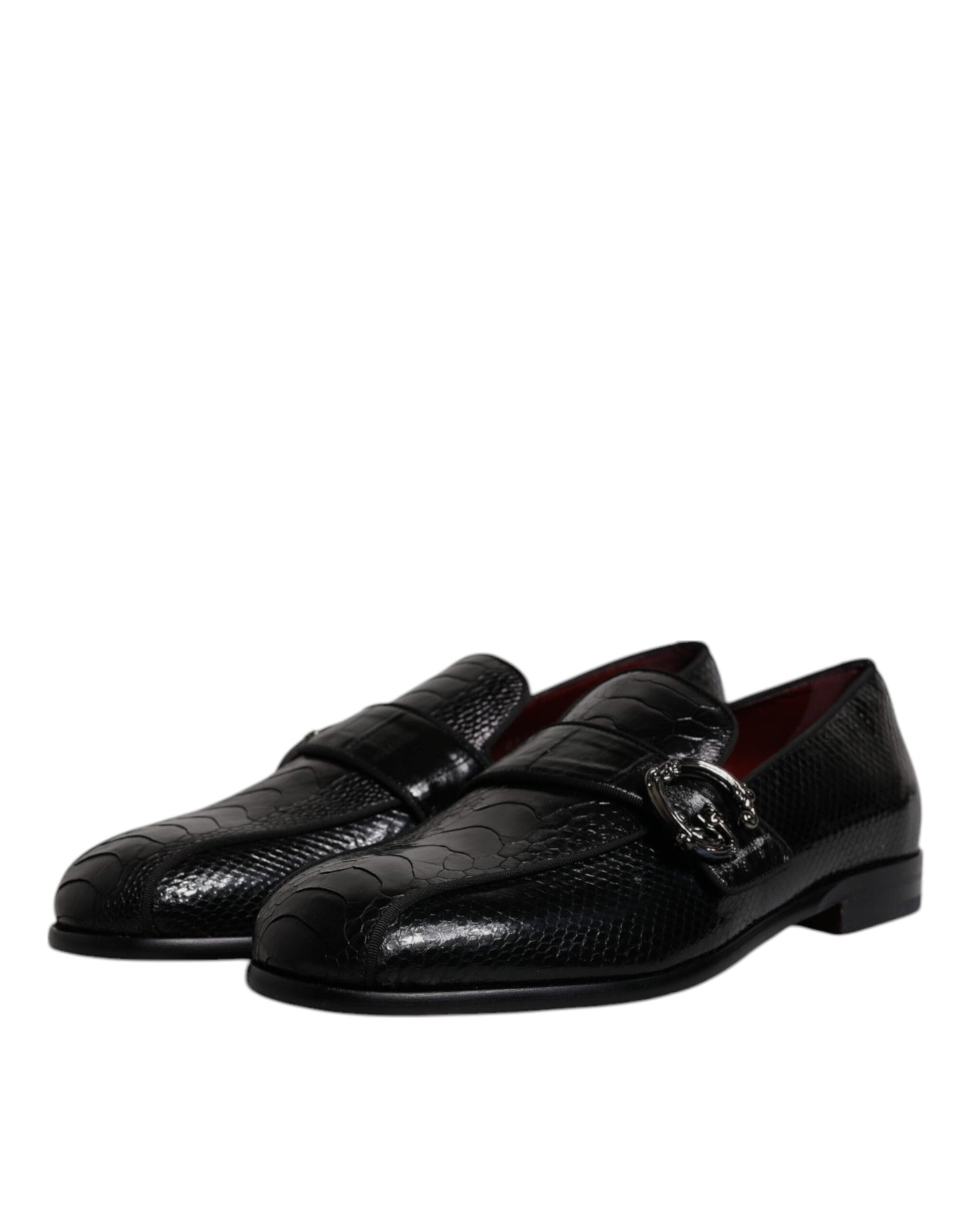 Dolce & Gabbana Black Exotic Leather DG Logo Loafers Formal Dress Shoes Dolce & Gabbana