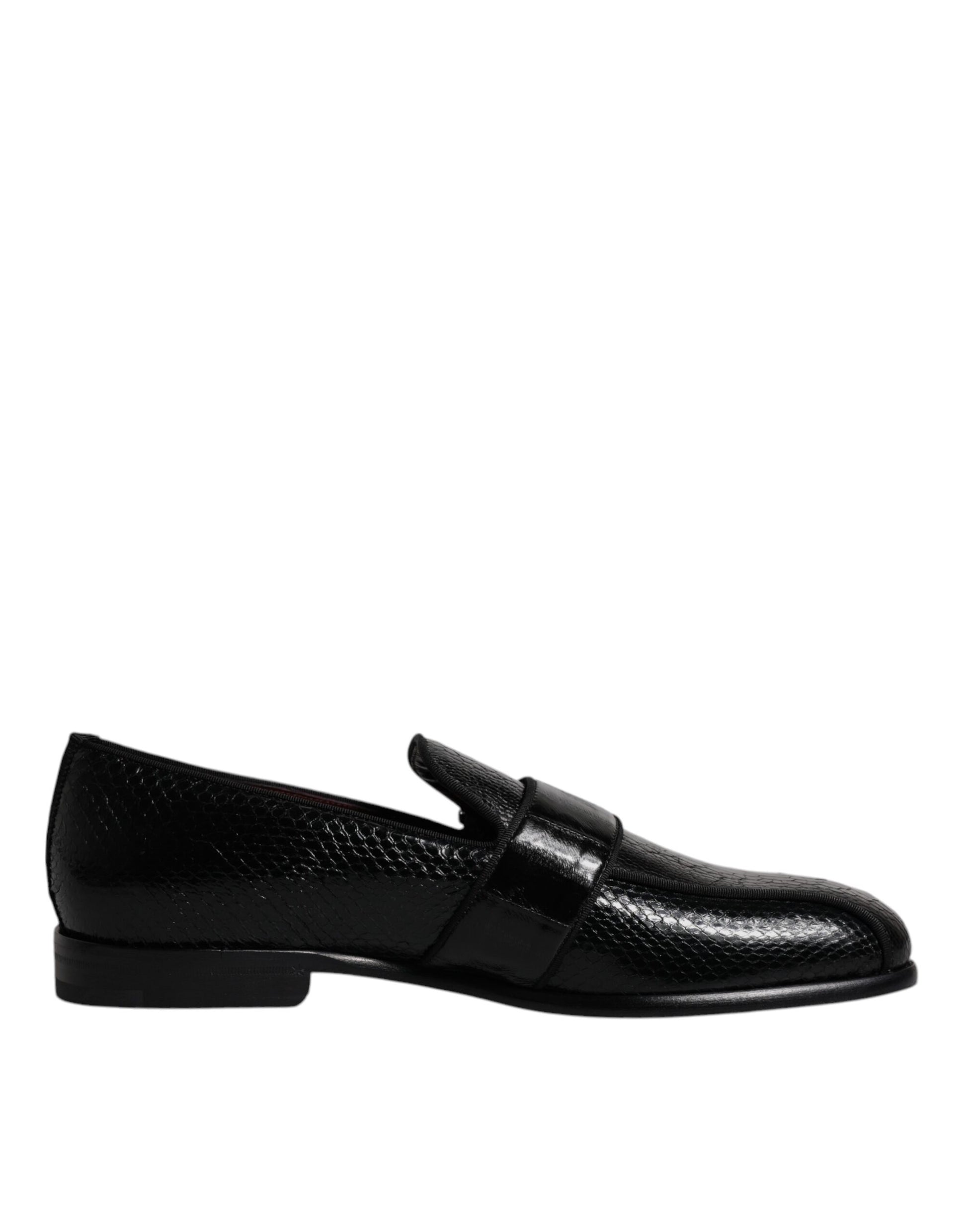 Dolce & Gabbana Black Exotic Leather DG Logo Loafers Formal Dress Shoes Dolce & Gabbana