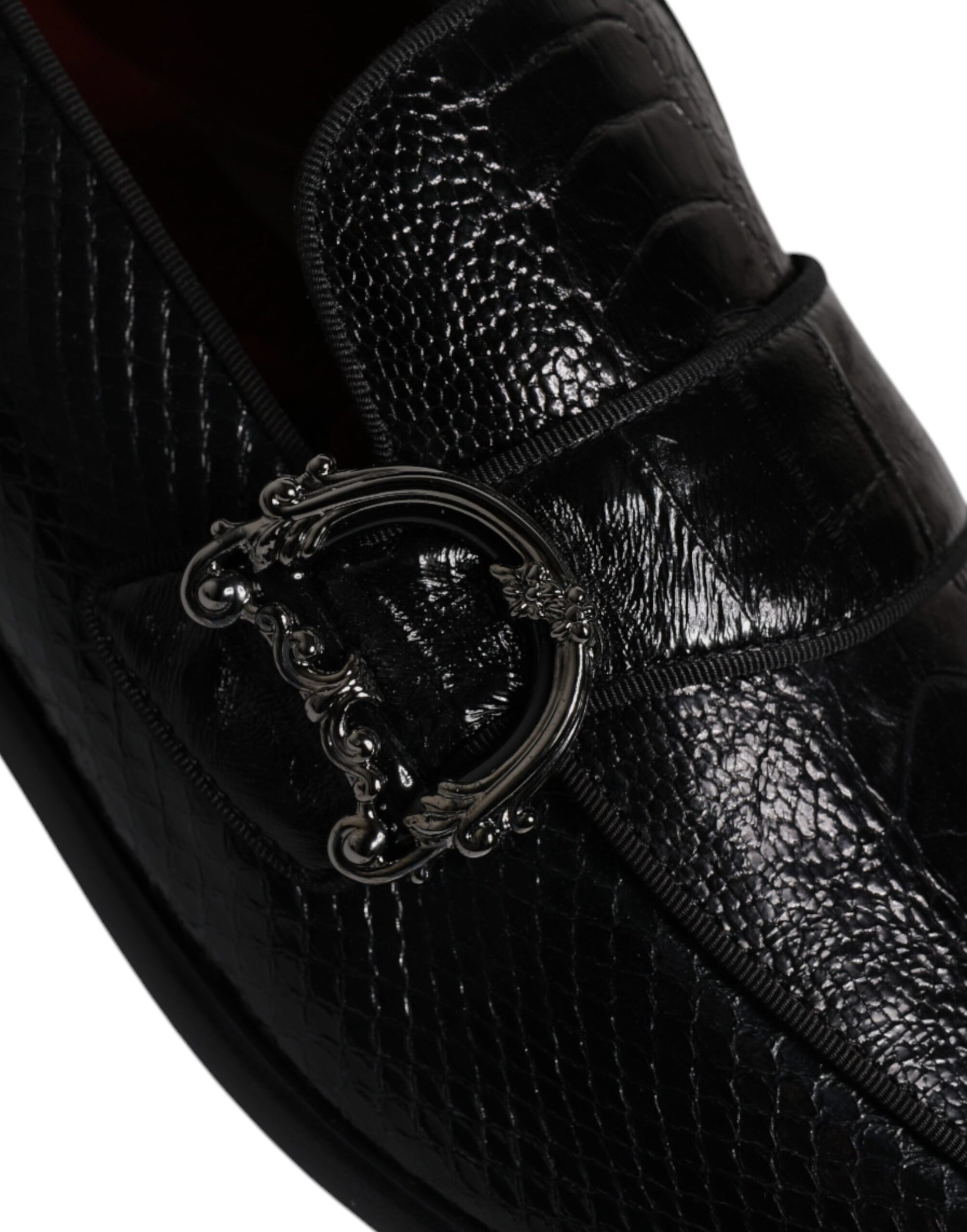 Dolce & Gabbana Black Exotic Leather DG Logo Loafers Formal Dress Shoes Dolce & Gabbana