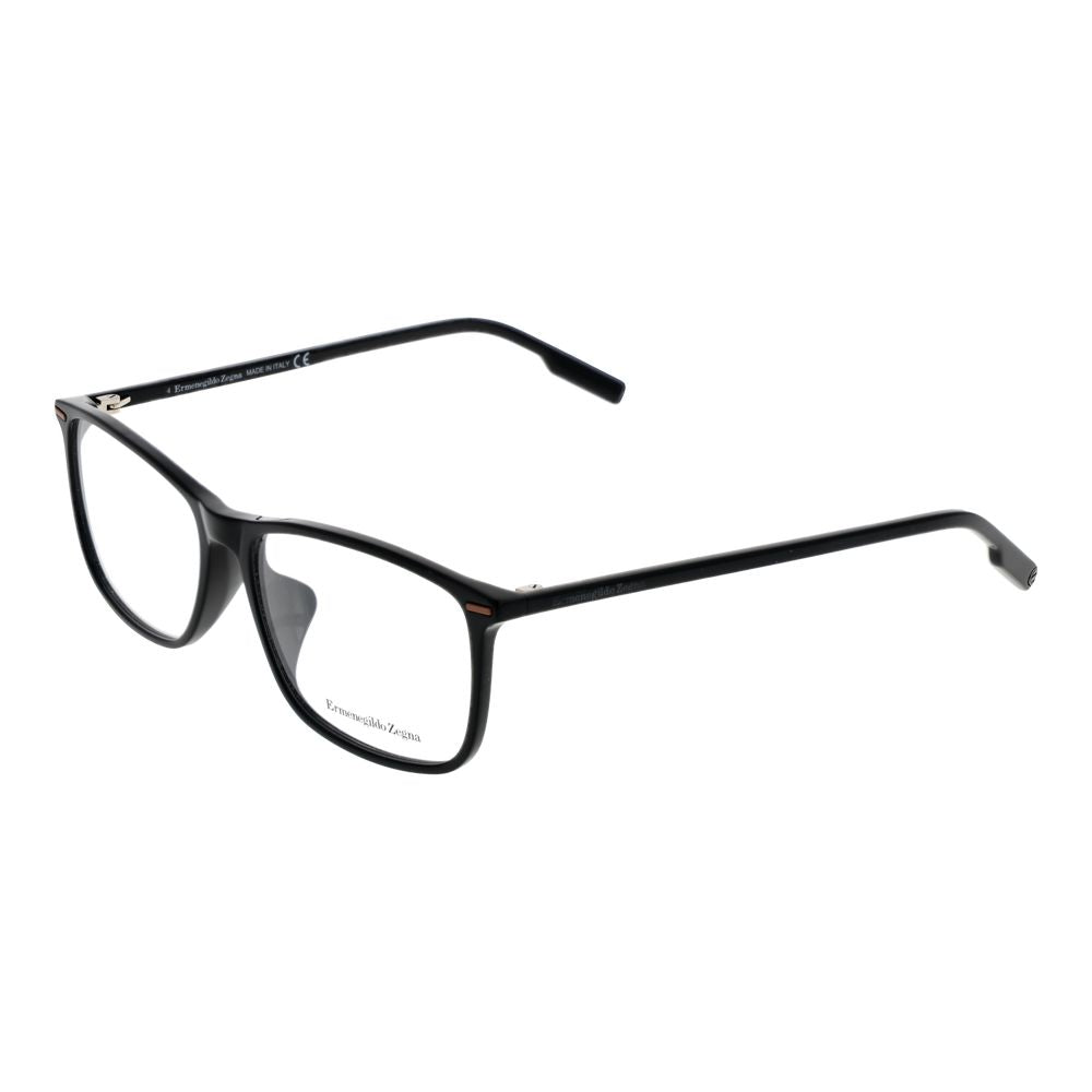 Ermenegildo Zegna black acetate glasses frames with sleek, modern design and clear lenses on a plain background.