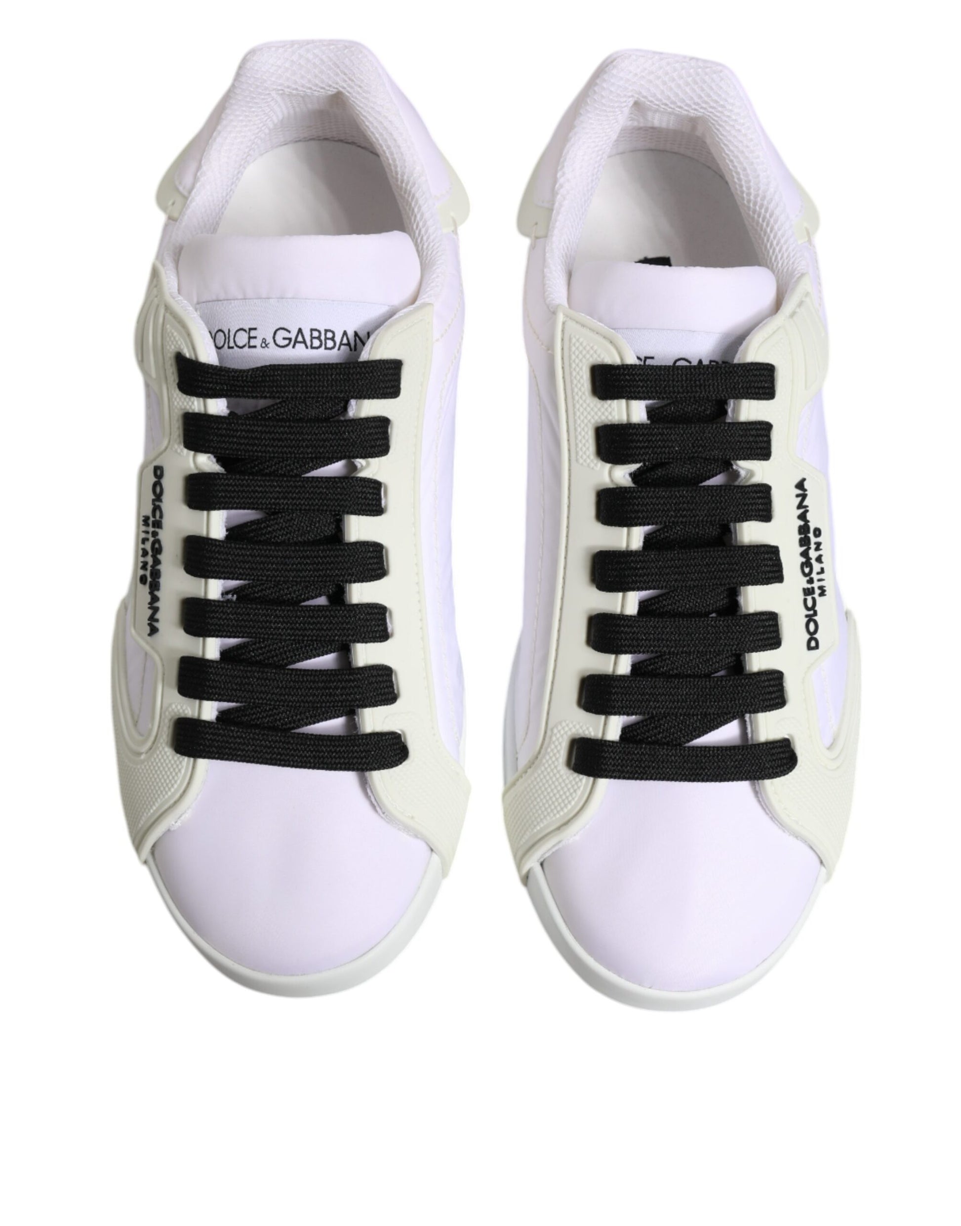 Dolce & Gabbana White Nylon Leather Low Top Sneakers Shoes Dolce & Gabbana