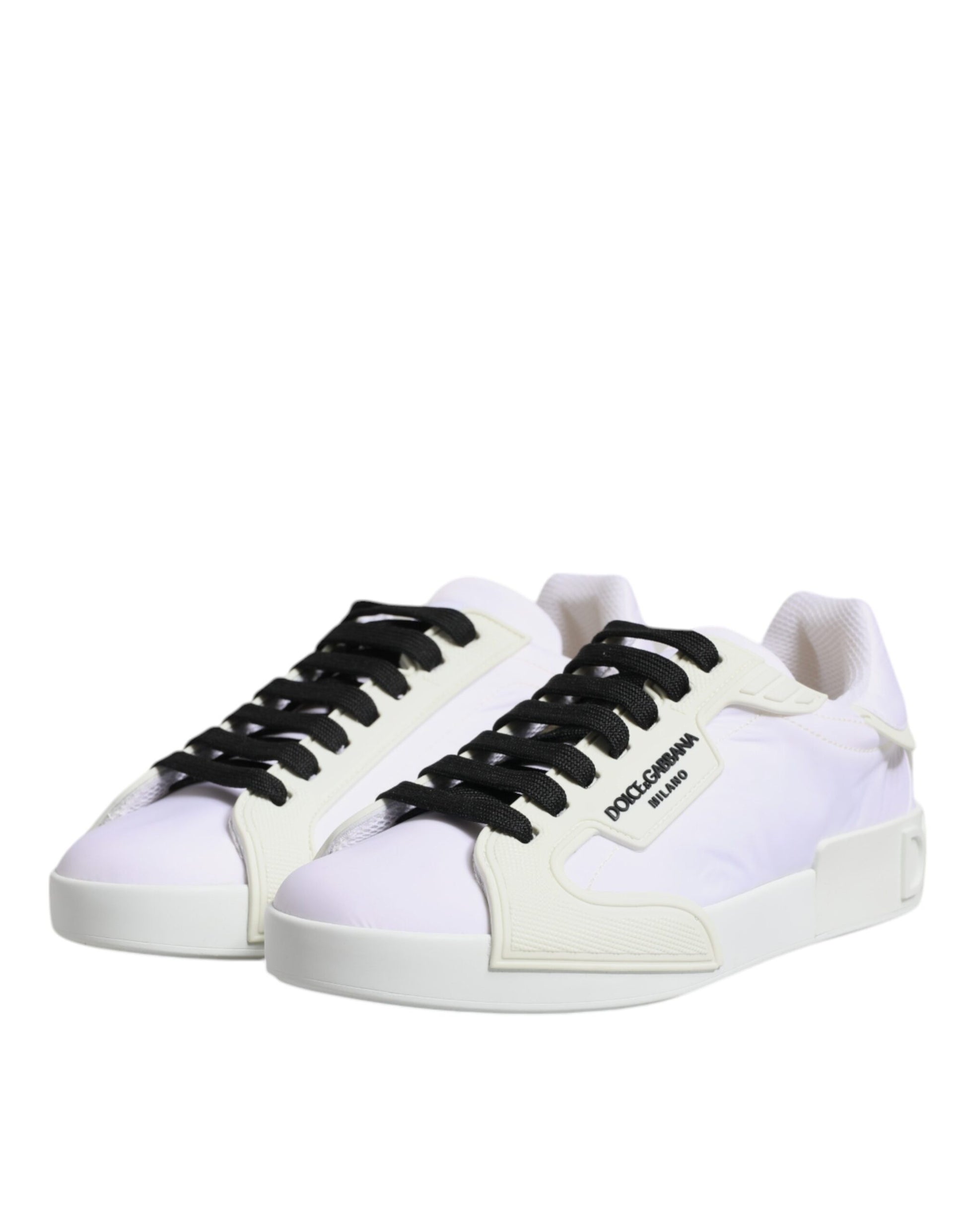 Dolce & Gabbana White Nylon Leather Low Top Sneakers Shoes Dolce & Gabbana