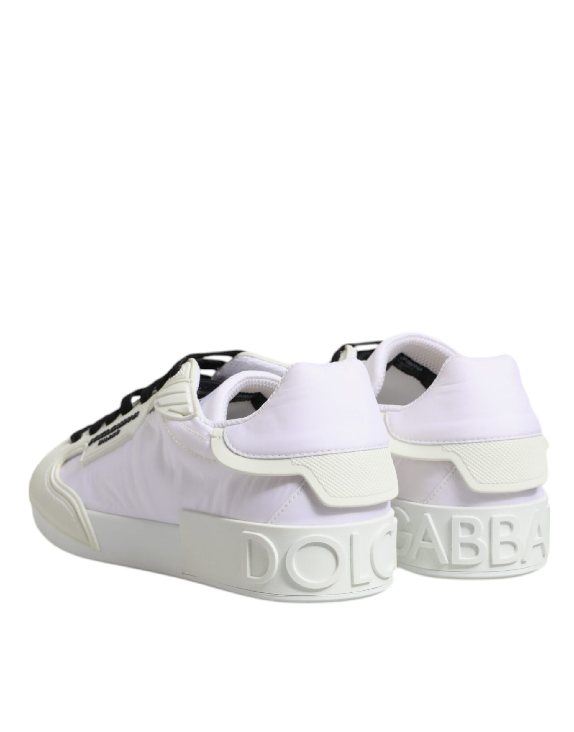 Dolce & Gabbana White Nylon Leather Low Top Sneakers Shoes Dolce & Gabbana