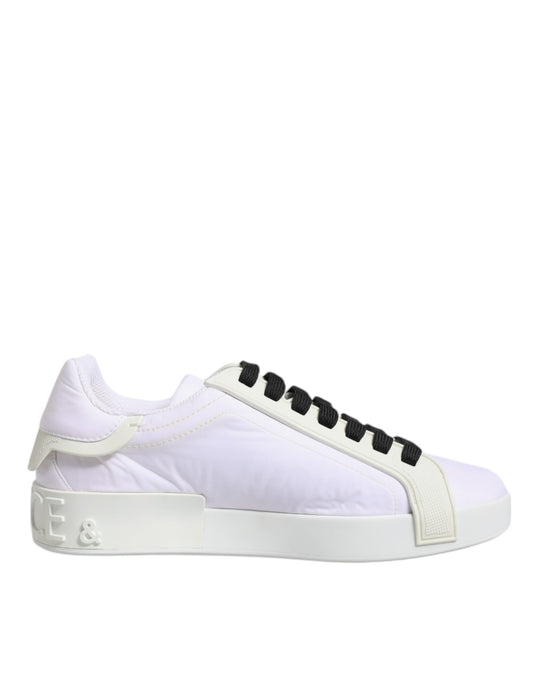 Dolce & Gabbana White Nylon Leather Low Top Sneakers Shoes Dolce & Gabbana