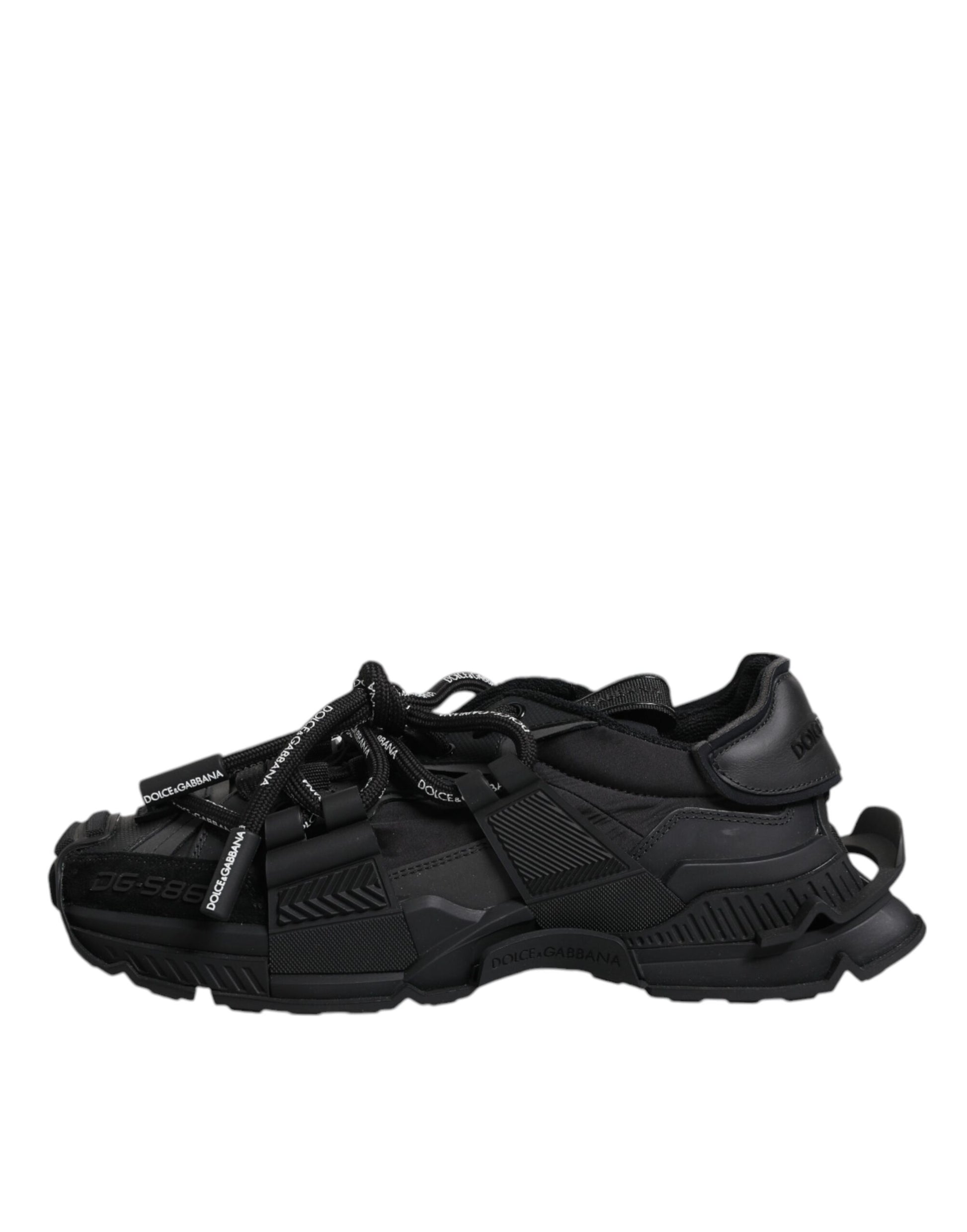 Dolce & Gabbana Black Low Top Space Lace Up Sneakers Shoes Dolce & Gabbana