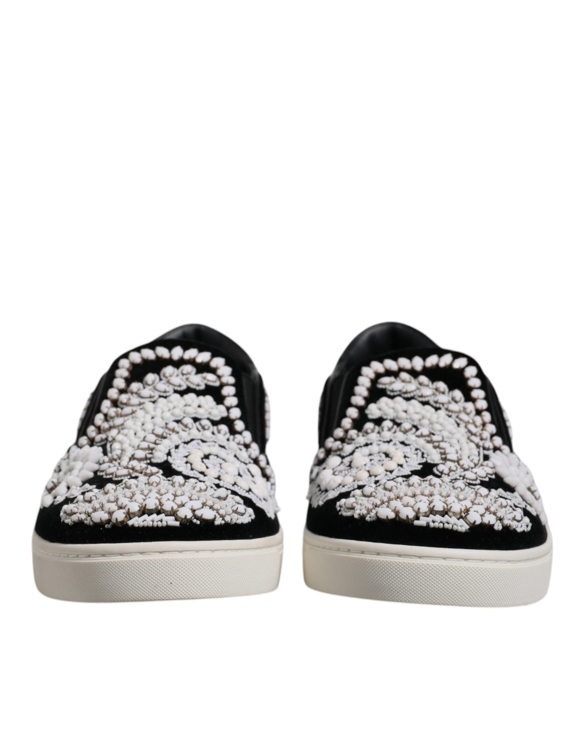 Dolce & Gabbana Black Embellished London Men Slip On Shoes Dolce & Gabbana