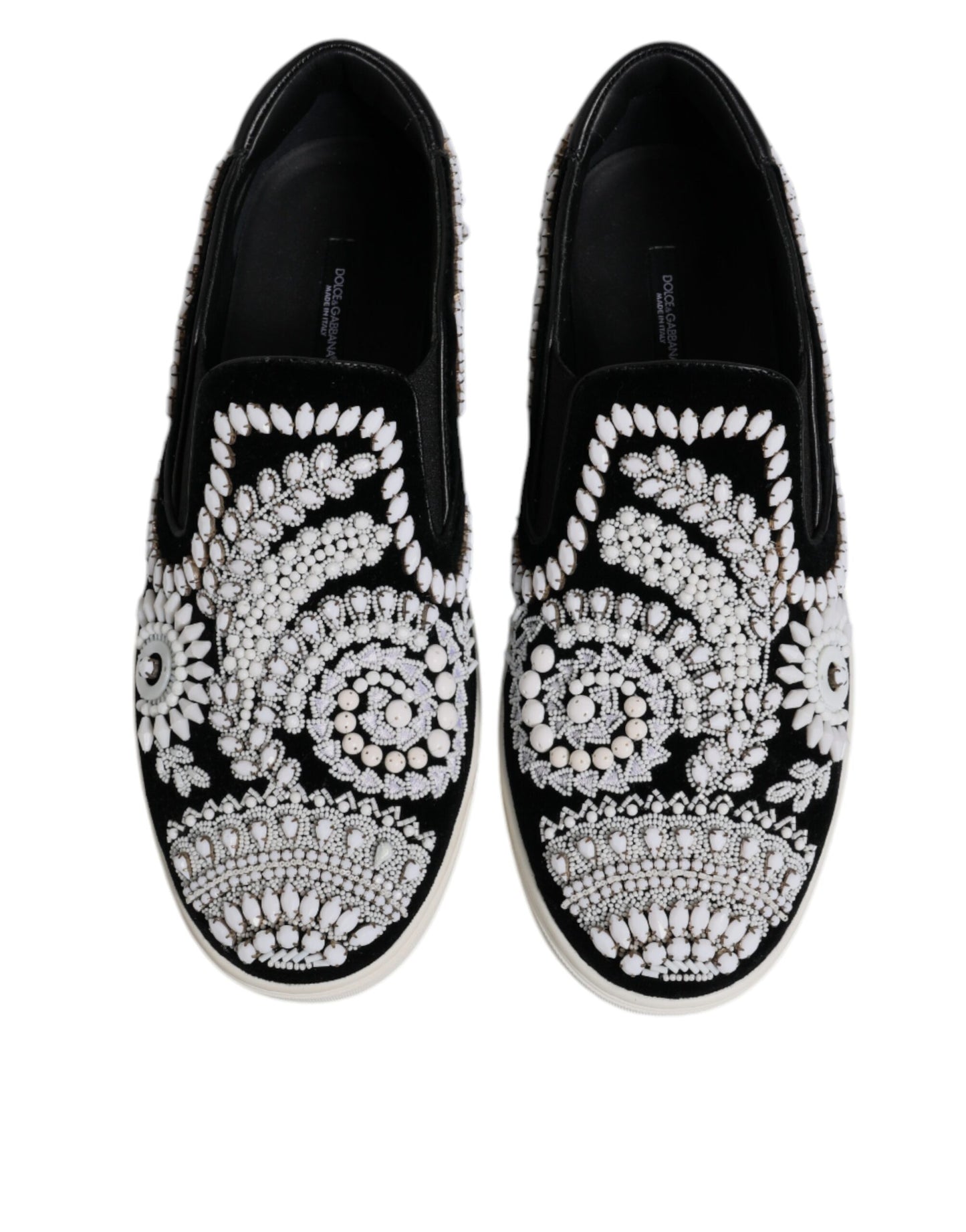 Dolce & Gabbana Black Embellished London Men Slip On Shoes Dolce & Gabbana