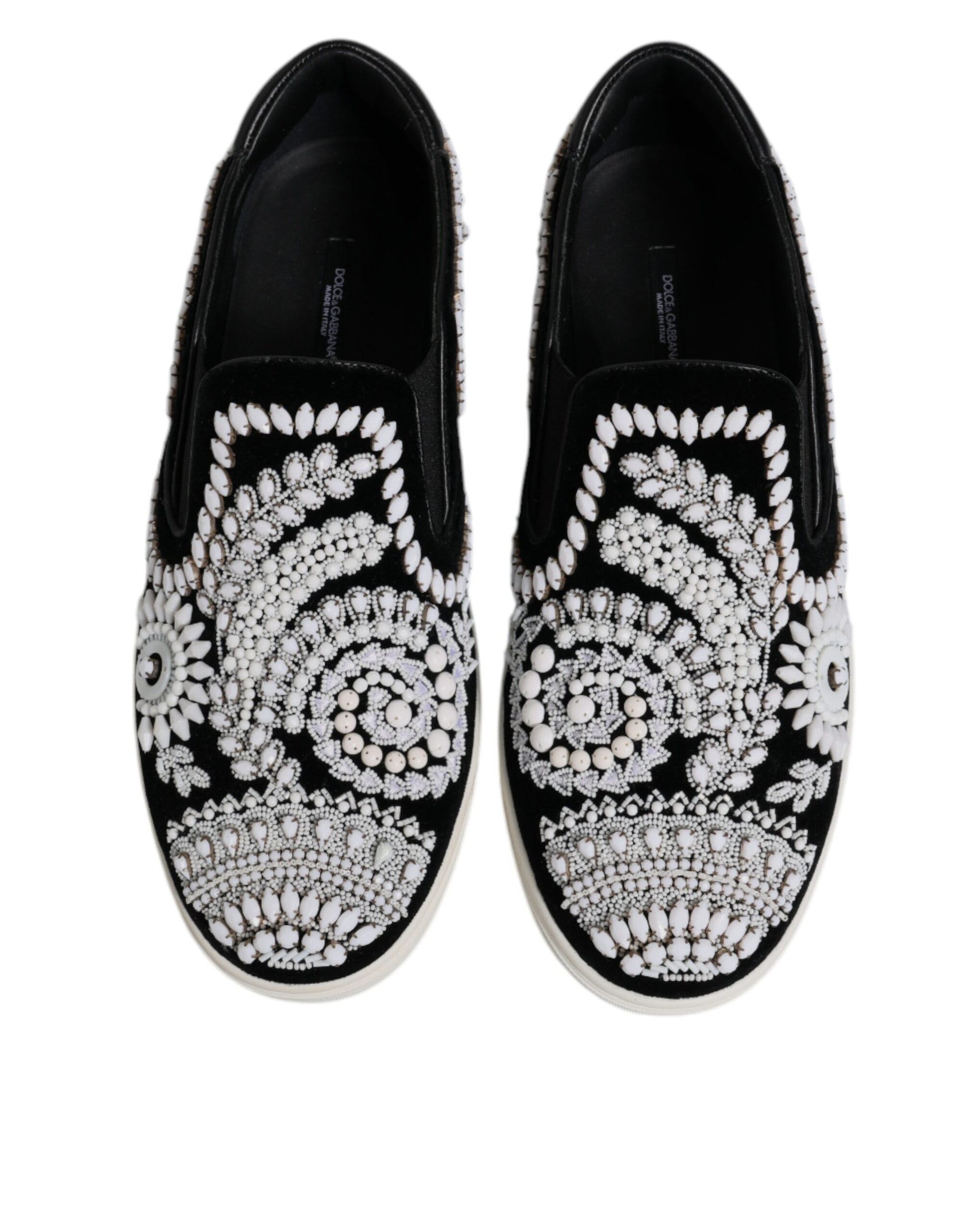 Dolce & Gabbana Black Embellished London Men Slip On Shoes Dolce & Gabbana
