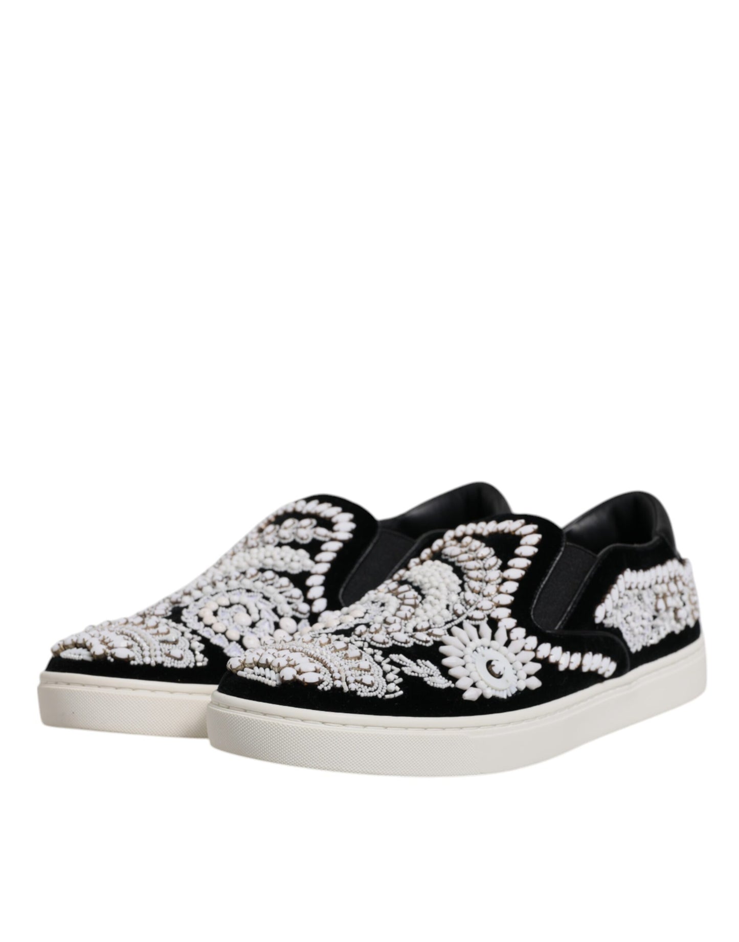 Dolce & Gabbana Black Embellished London Men Slip On Shoes Dolce & Gabbana