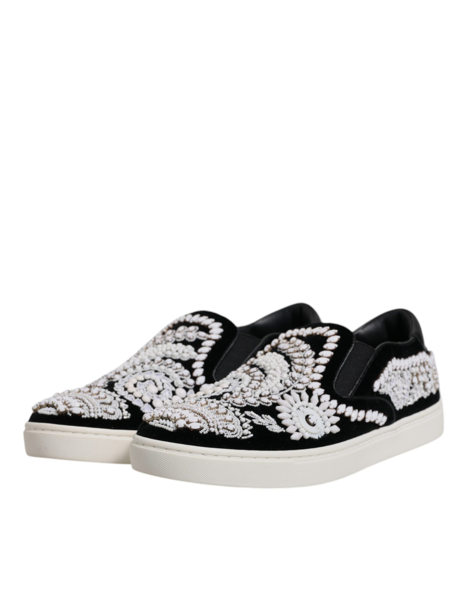 Dolce & Gabbana Black Embellished London Men Slip On Shoes Dolce & Gabbana