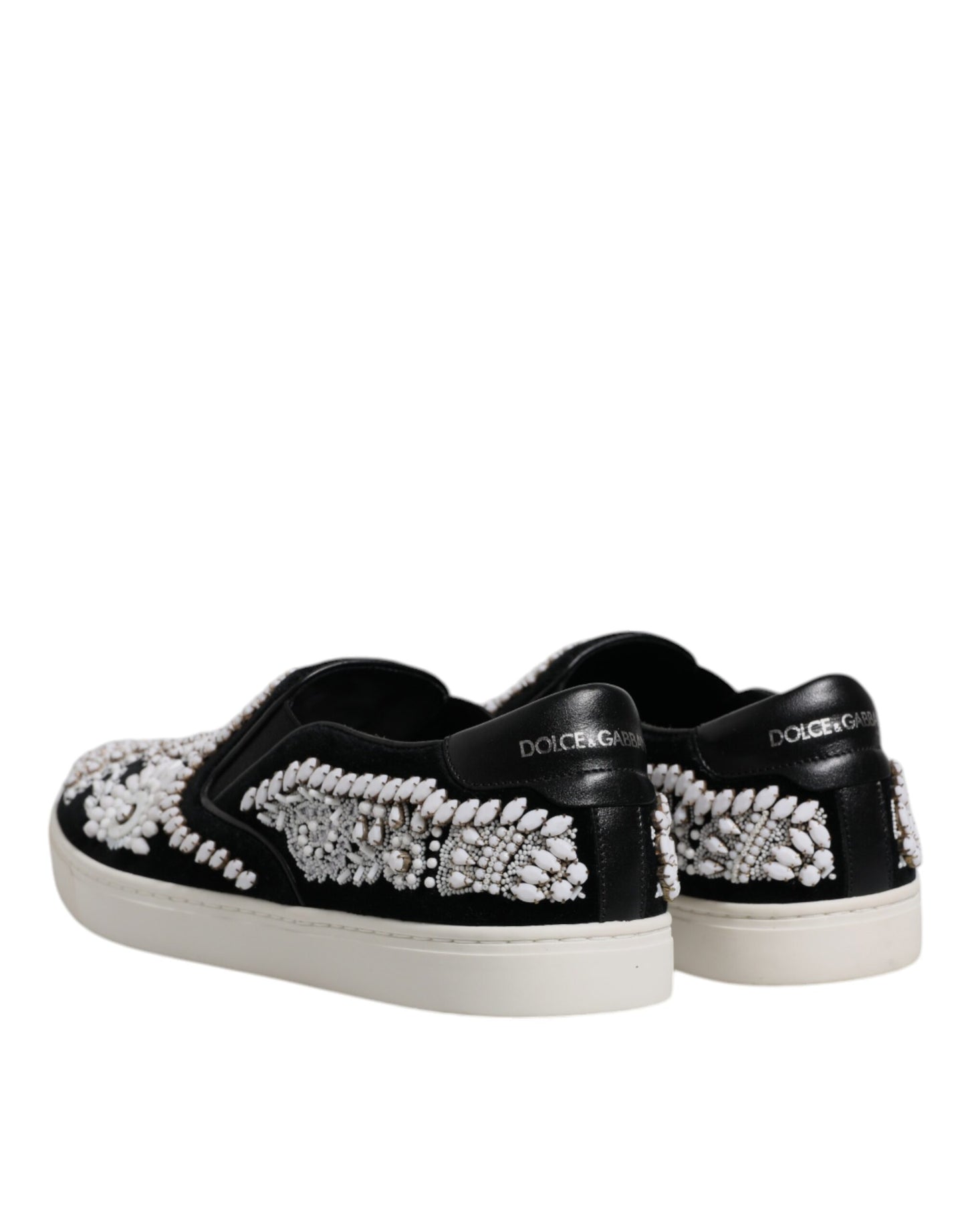 Dolce & Gabbana Black Embellished London Men Slip On Shoes Dolce & Gabbana