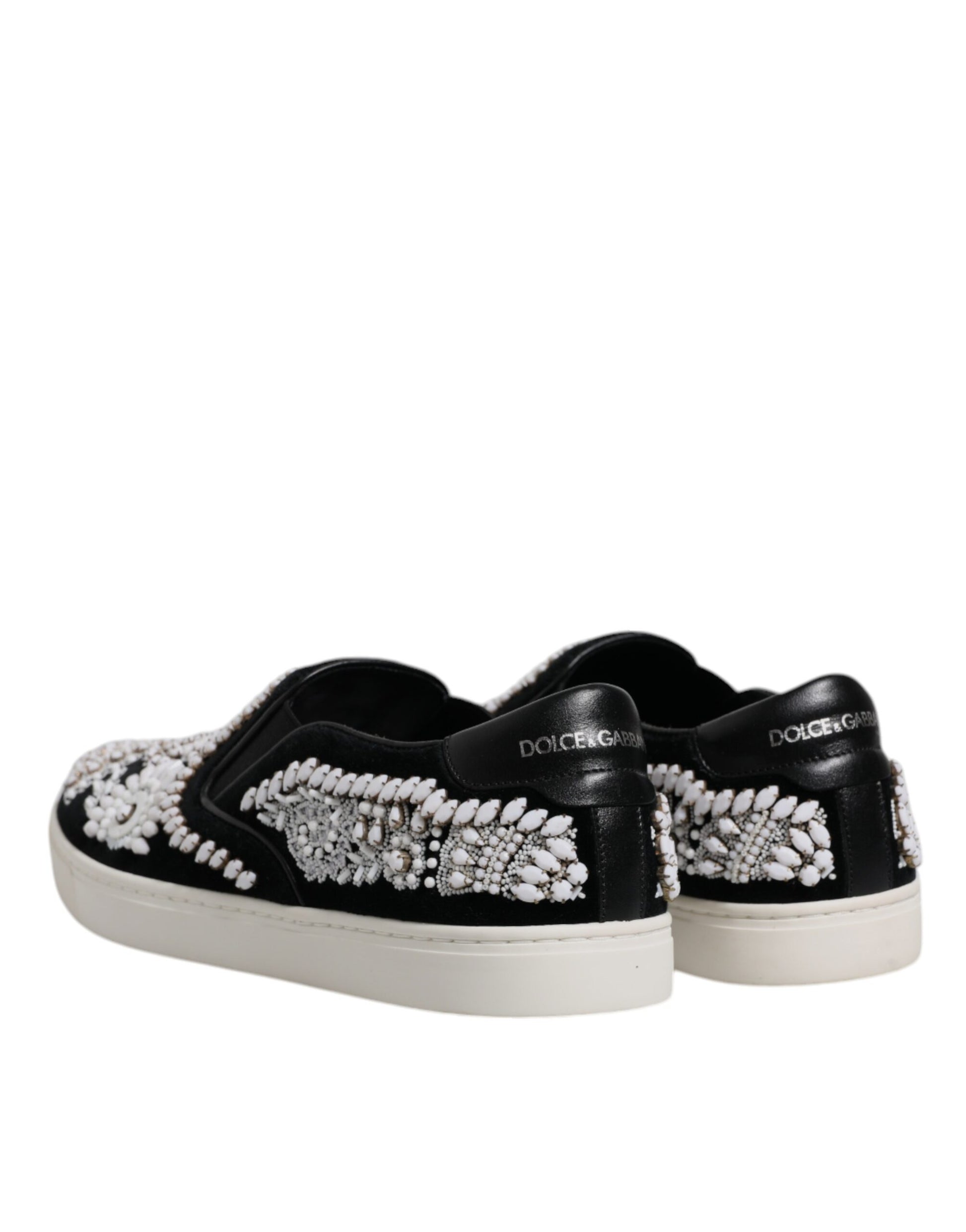 Dolce & Gabbana Black Embellished London Men Slip On Shoes Dolce & Gabbana