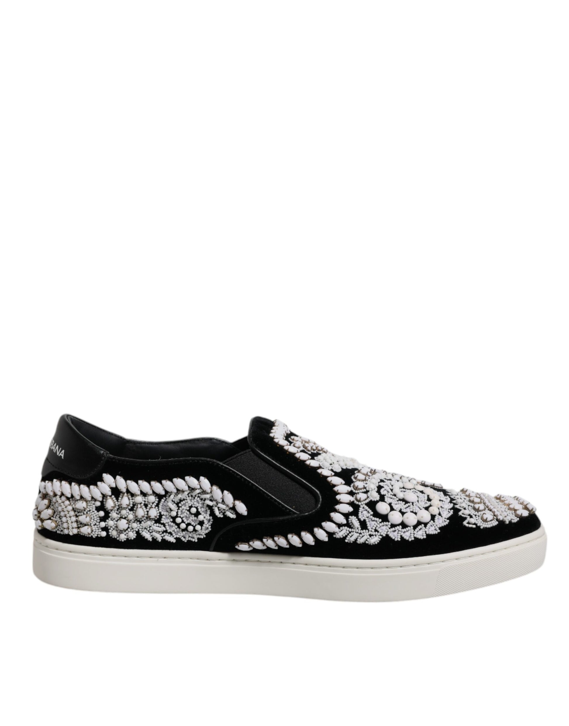 Dolce & Gabbana Black Embellished London Men Slip On Shoes Dolce & Gabbana
