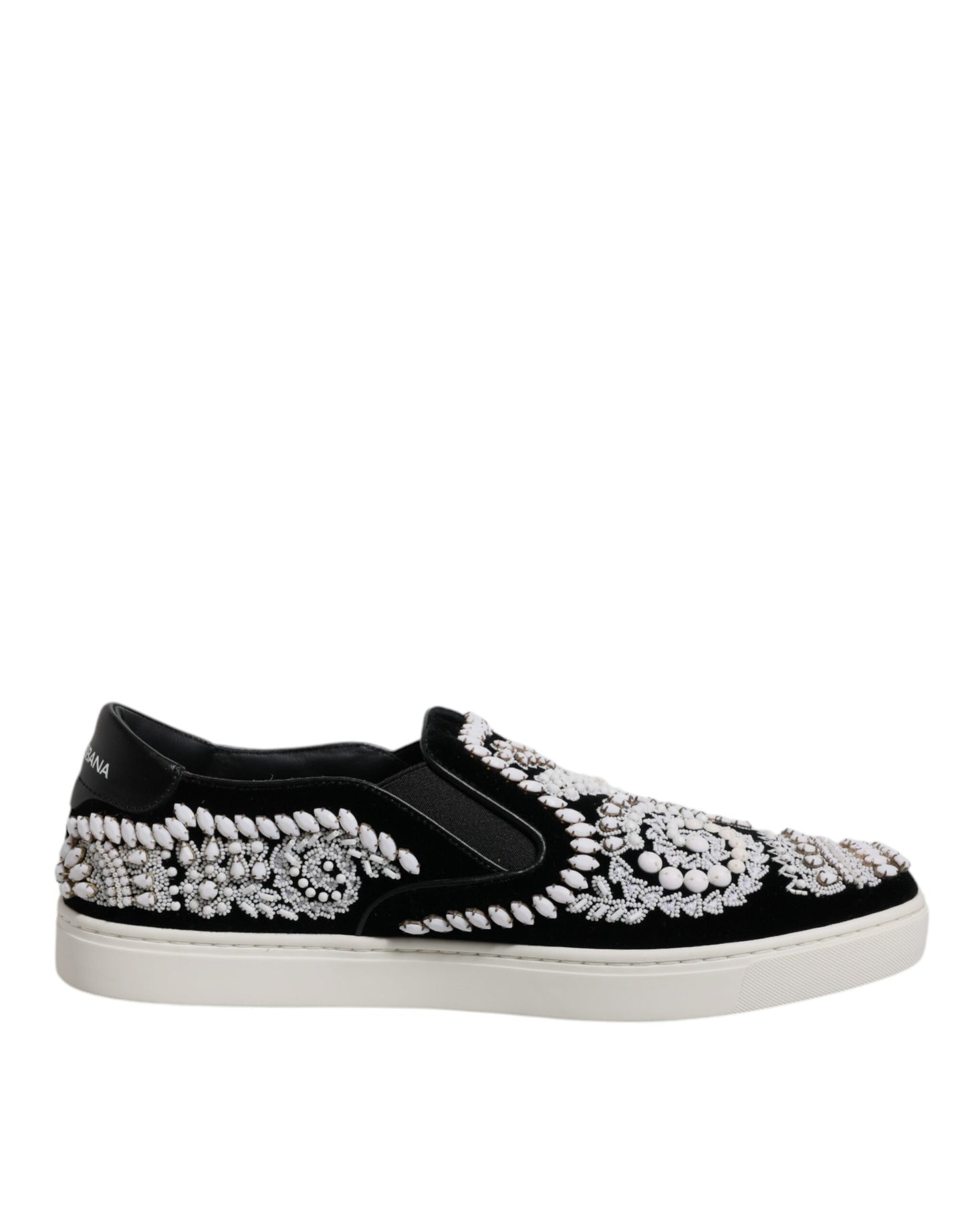 Dolce & Gabbana Black Embellished London Men Slip On Shoes Dolce & Gabbana