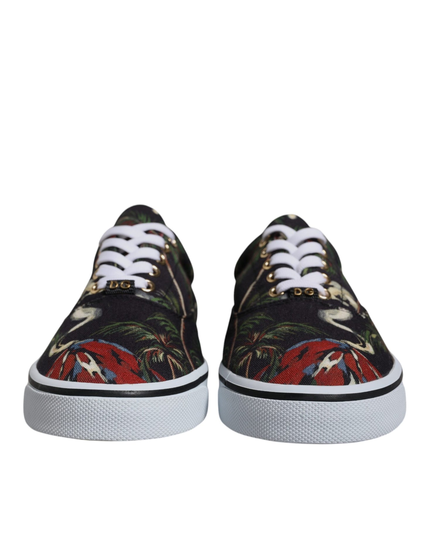 Dolce & Gabbana Black Tropical Print Low Top Sneakers Shoes Dolce & Gabbana