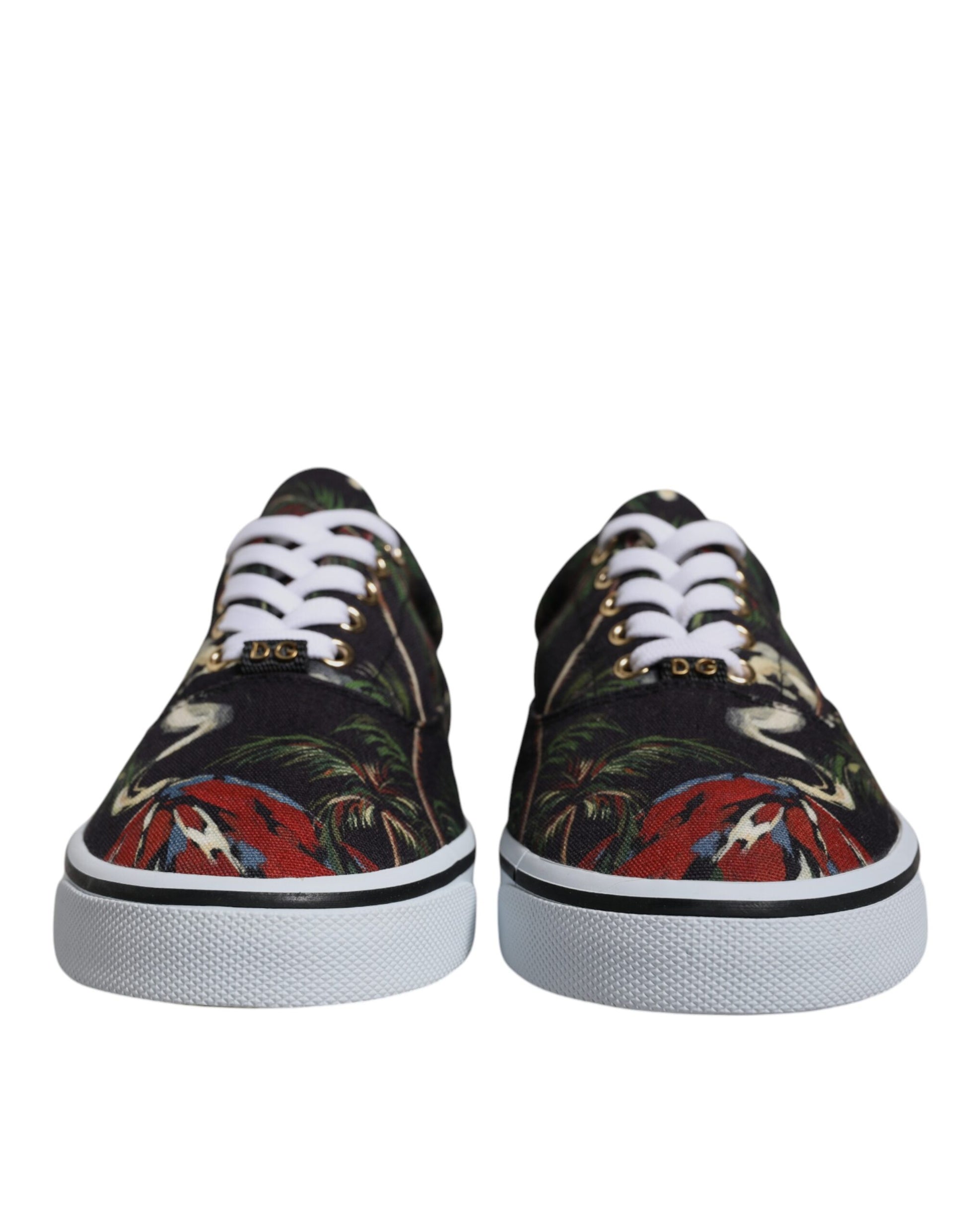Dolce & Gabbana Black Tropical Print Low Top Sneakers Shoes Dolce & Gabbana