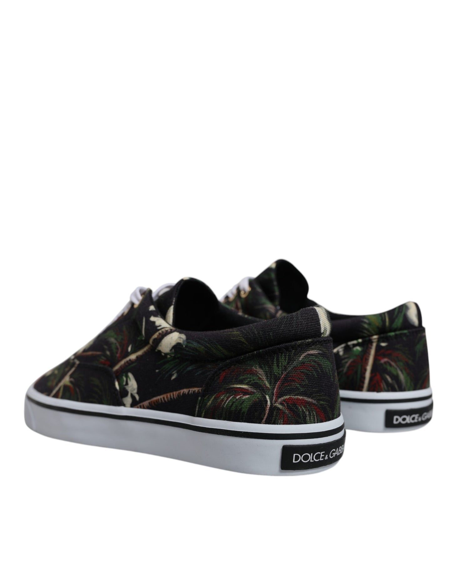 Dolce & Gabbana Black Tropical Print Low Top Sneakers Shoes Dolce & Gabbana