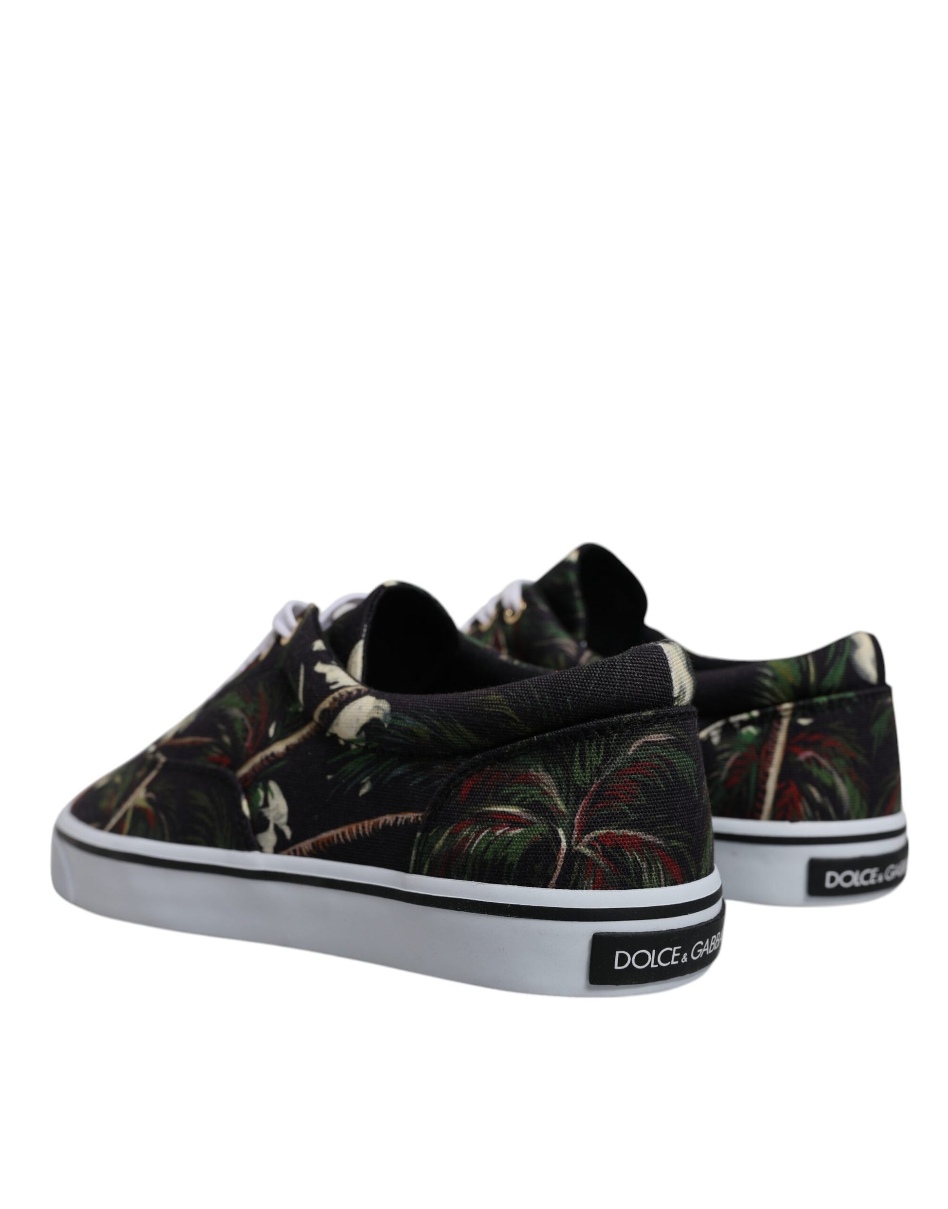 Dolce & Gabbana Black Tropical Print Low Top Sneakers Shoes Dolce & Gabbana