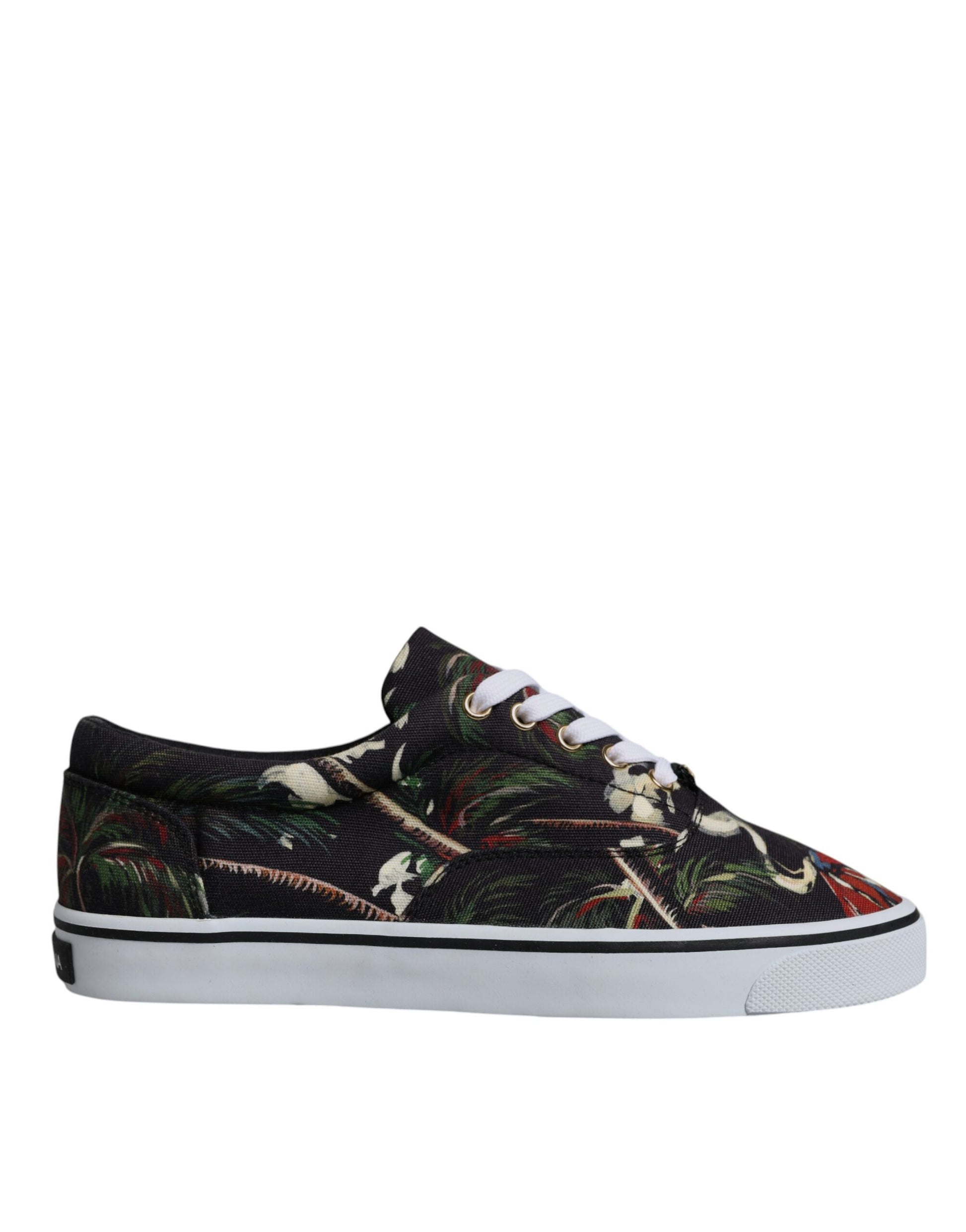 Dolce & Gabbana Black Tropical Print Low Top Sneakers Shoes Dolce & Gabbana