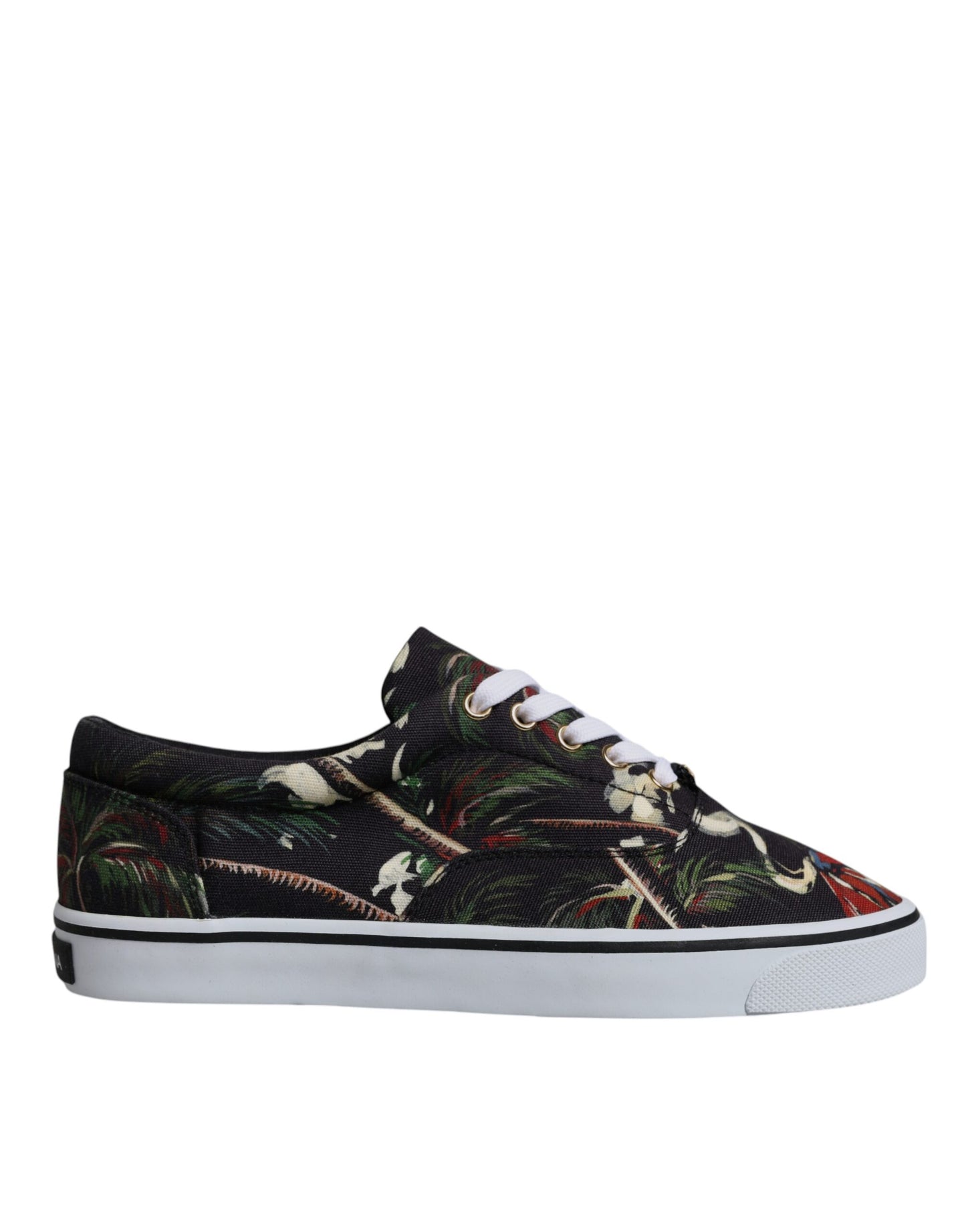 Dolce & Gabbana Black Tropical Print Low Top Sneakers Shoes Dolce & Gabbana