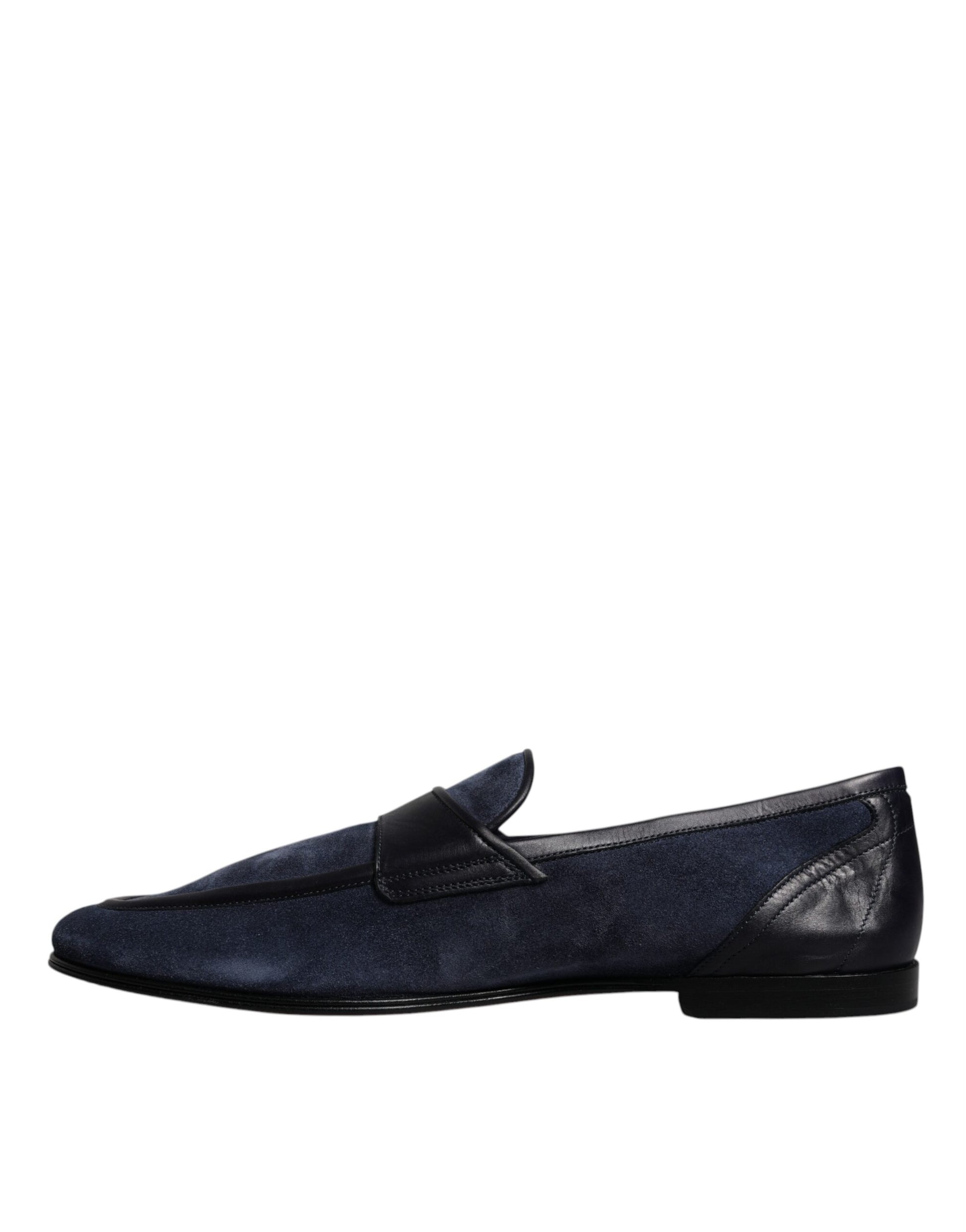 Dolce & Gabbana Blue Suede Leather Shoes Loafer Moccasin Shoes Dolce & Gabbana