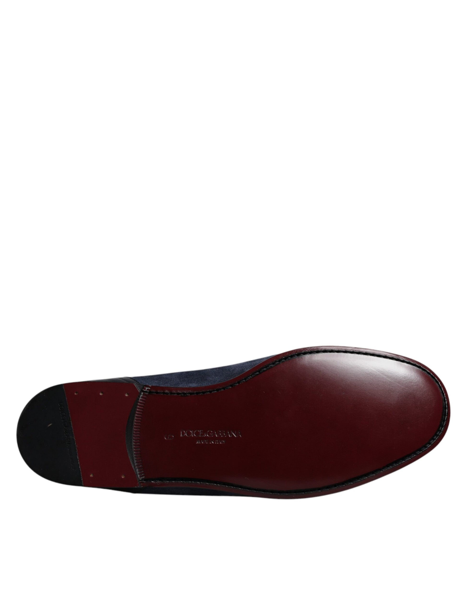 Dolce & Gabbana Blue Suede Leather Shoes Loafer Moccasin Shoes Dolce & Gabbana