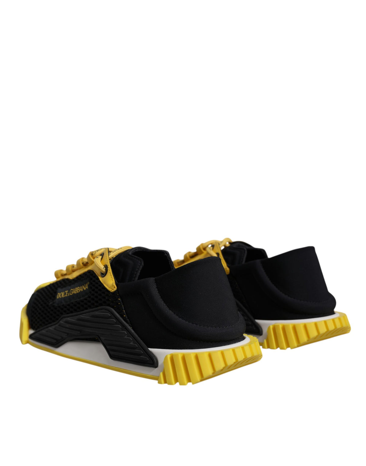 Dolce & Gabbana Black Yellow Low Top NS1 Sneakers Shoes - Eljoys Fashion 