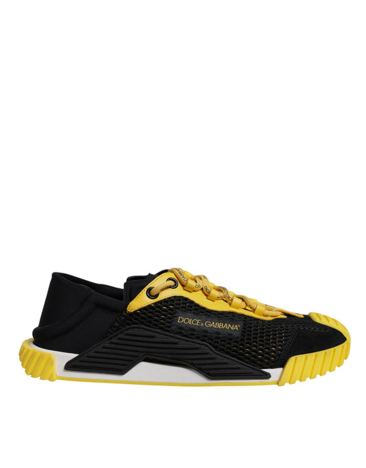 Dolce & Gabbana Black Yellow Low Top NS1 Sneakers Shoes Dolce & Gabbana