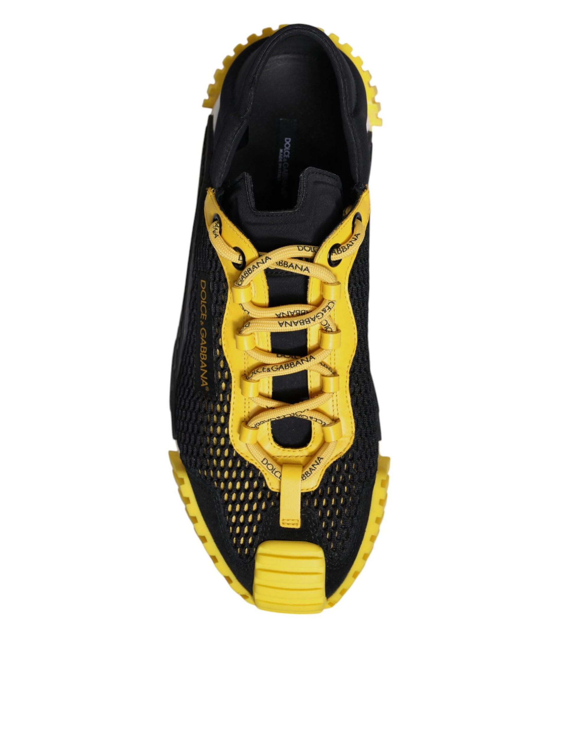 Dolce & Gabbana Black Yellow Low Top NS1 Sneakers Shoes Dolce & Gabbana