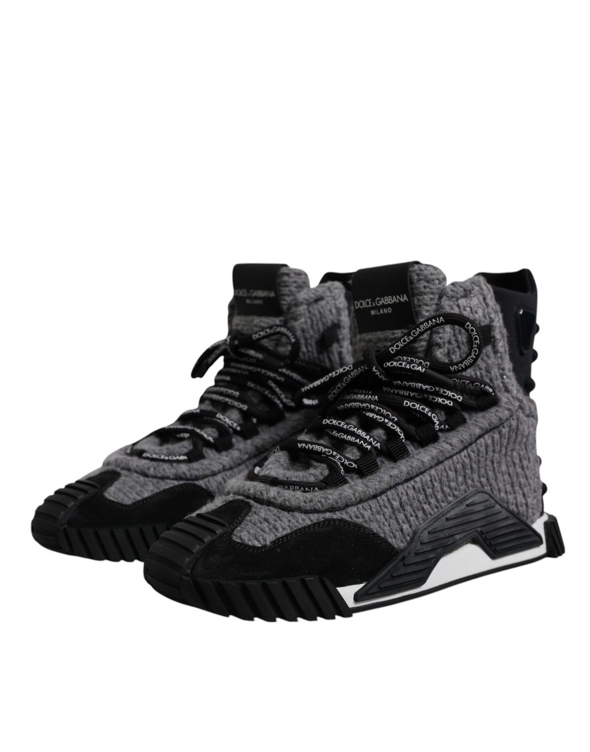 Dolce & Gabbana Gray Black NS1 High Top Boots Sneakers Shoes - Eljoys Fashion 