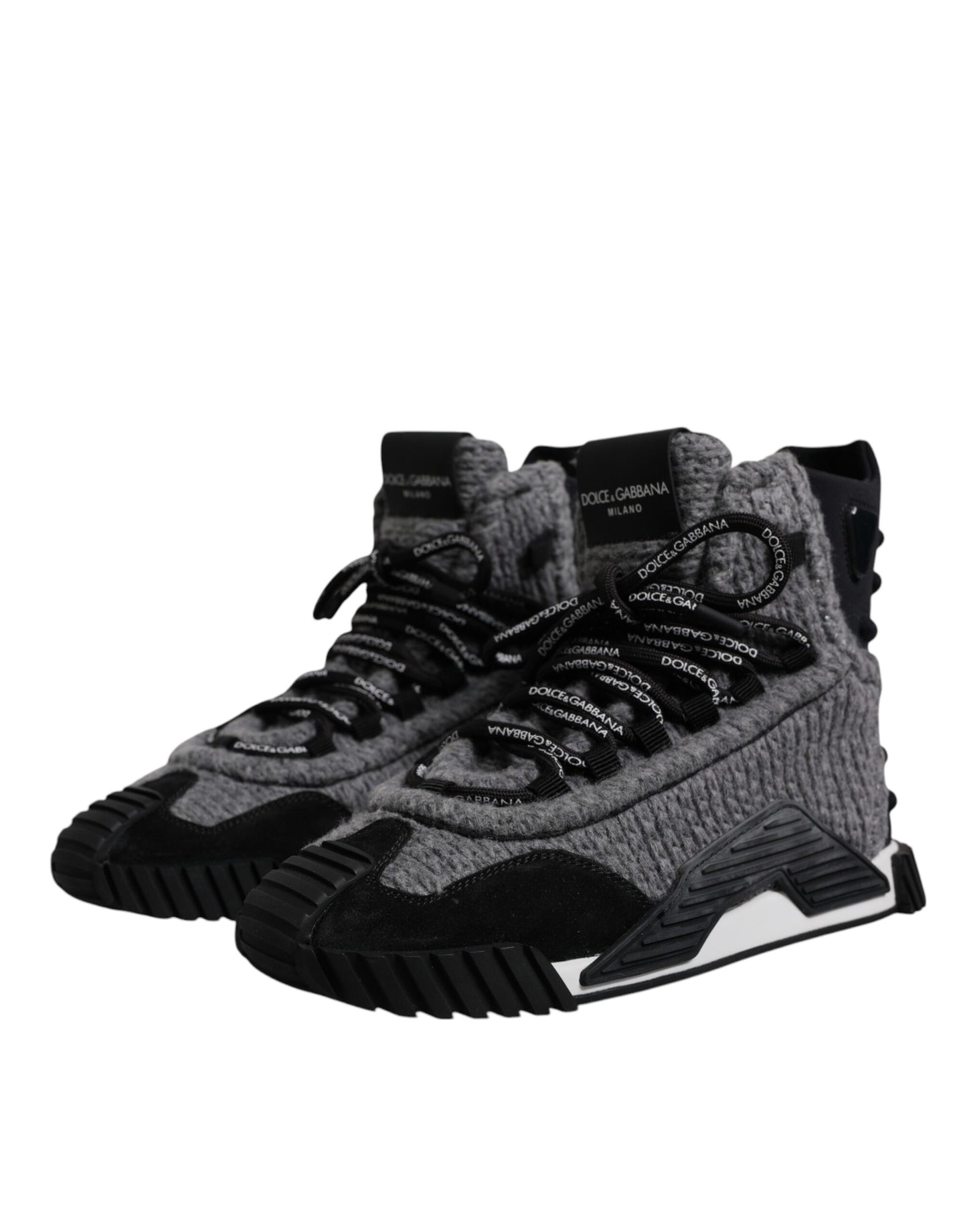Dolce & Gabbana Gray Black NS1 High Top Boots Sneakers Shoes Dolce & Gabbana