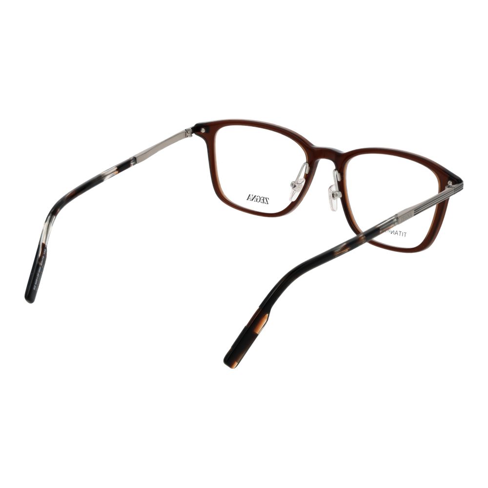 Ermenegildo Zegna Brown Plastic & Titanium Glasses Frames
