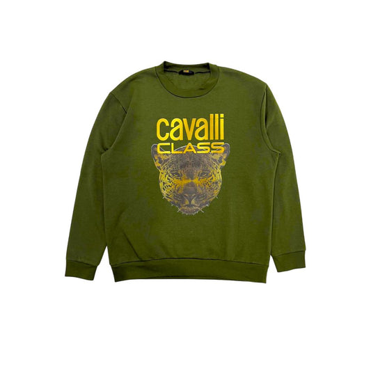 Cavalli Class Green Polyester Men's Hoodie Cavalli Class