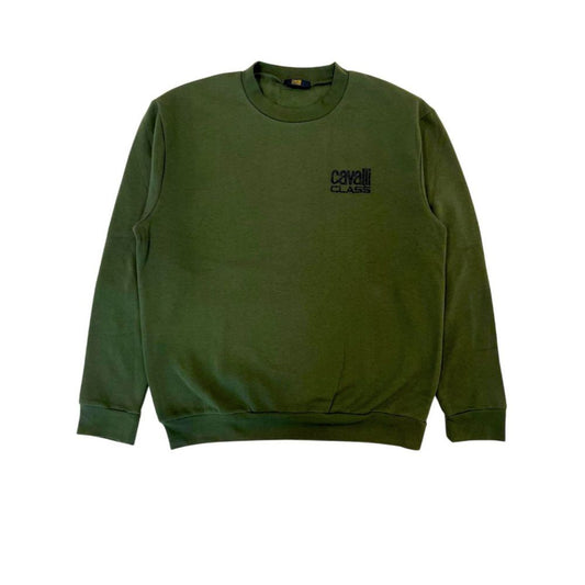 Cavalli Class Green Polyester Men Hoodie Cavalli Class